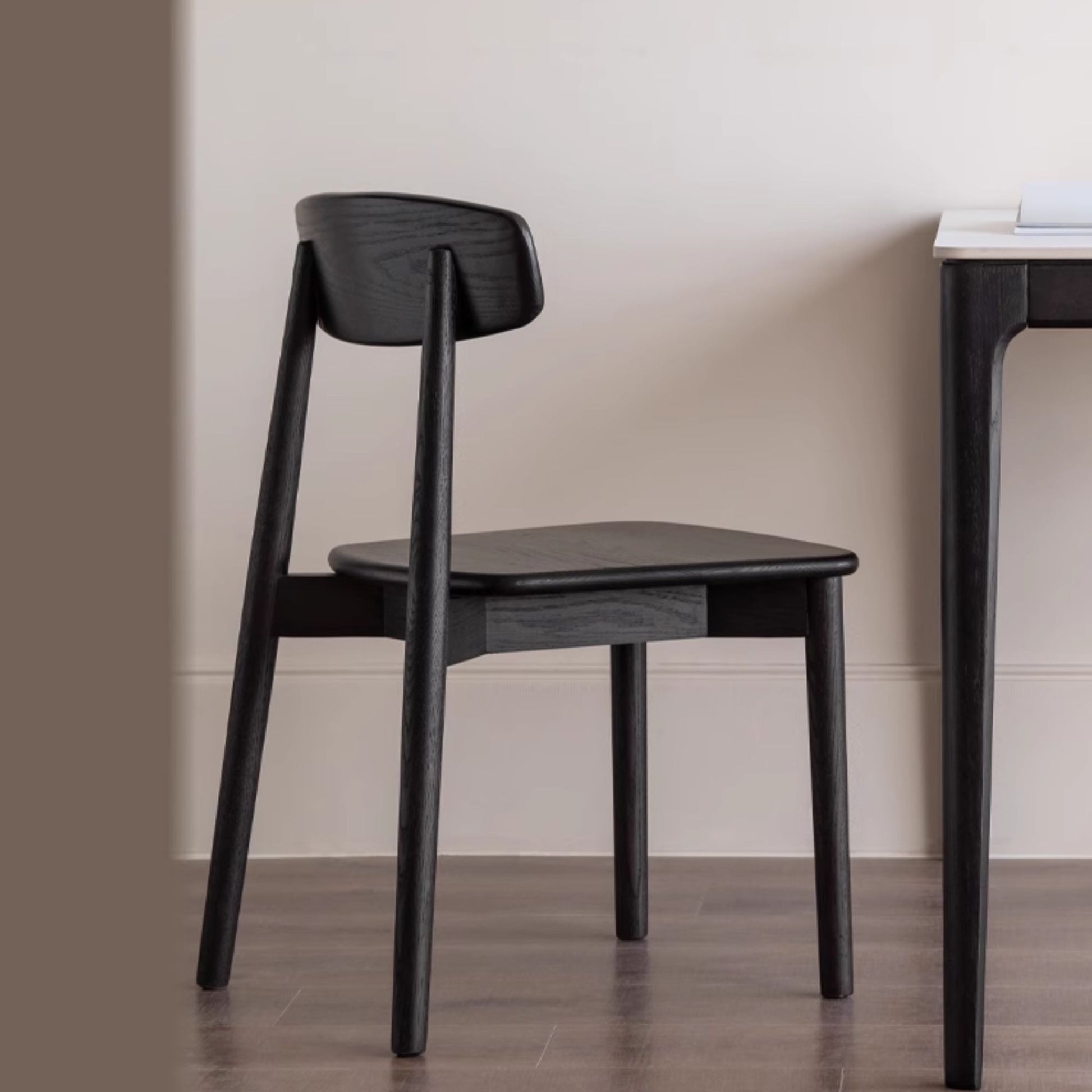 Terra oak wood chair in black finish