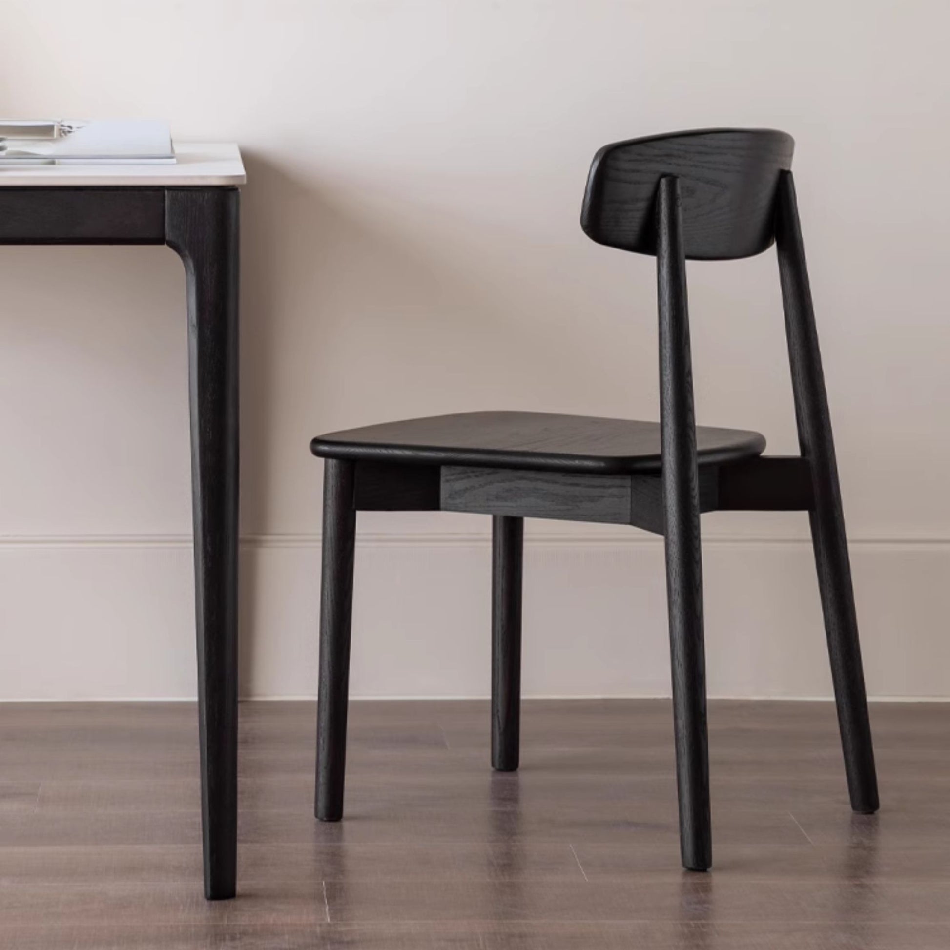 Terra oak wood chair in black finish