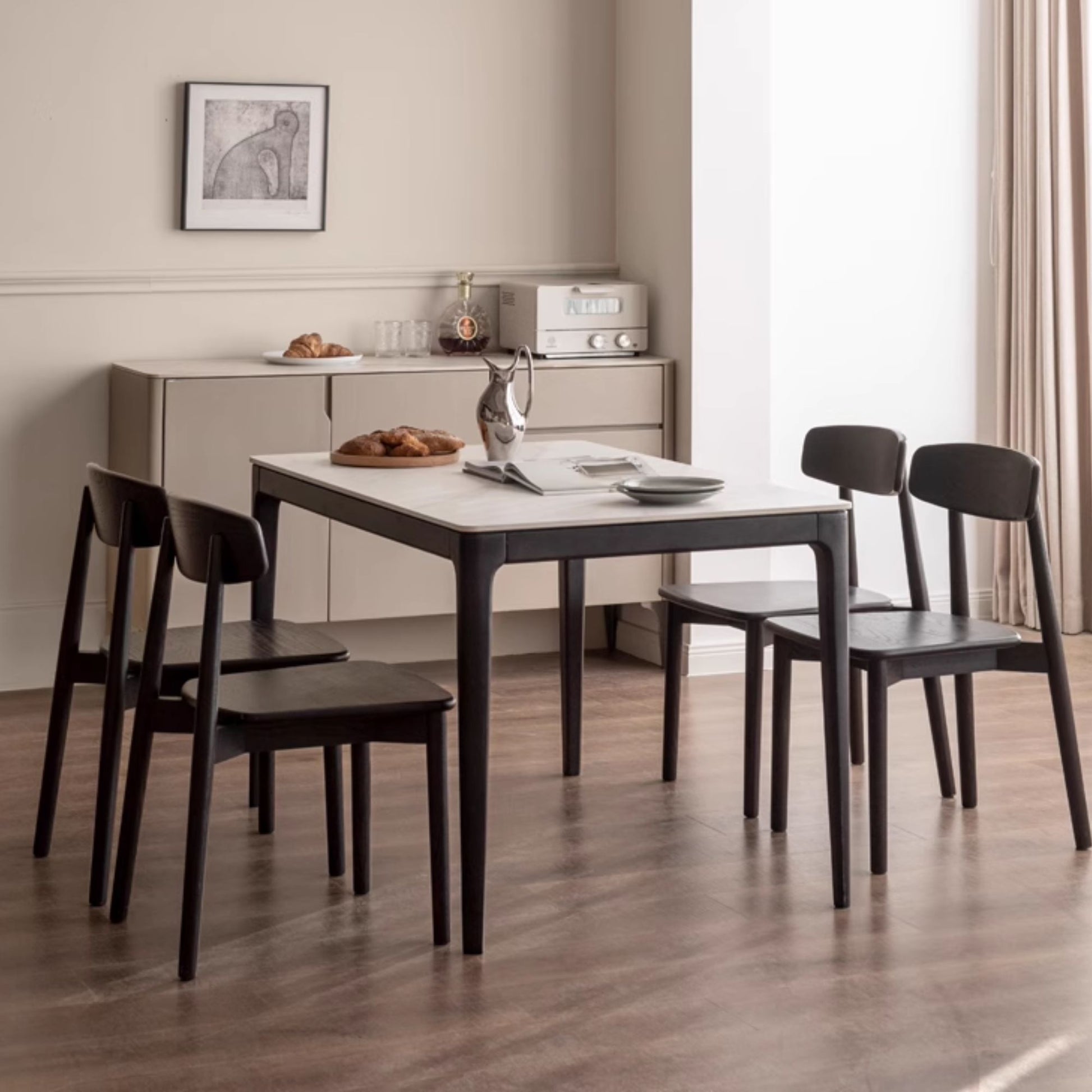 Terra oak wood chair in black finish