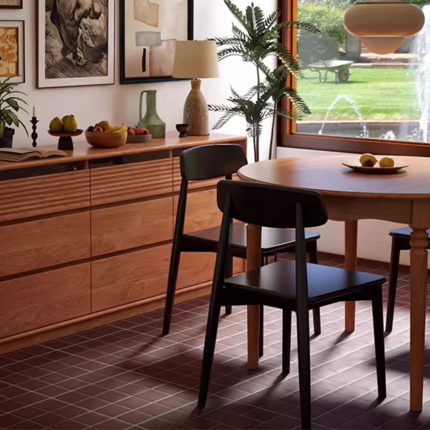 Terra oak wood chair in black finish