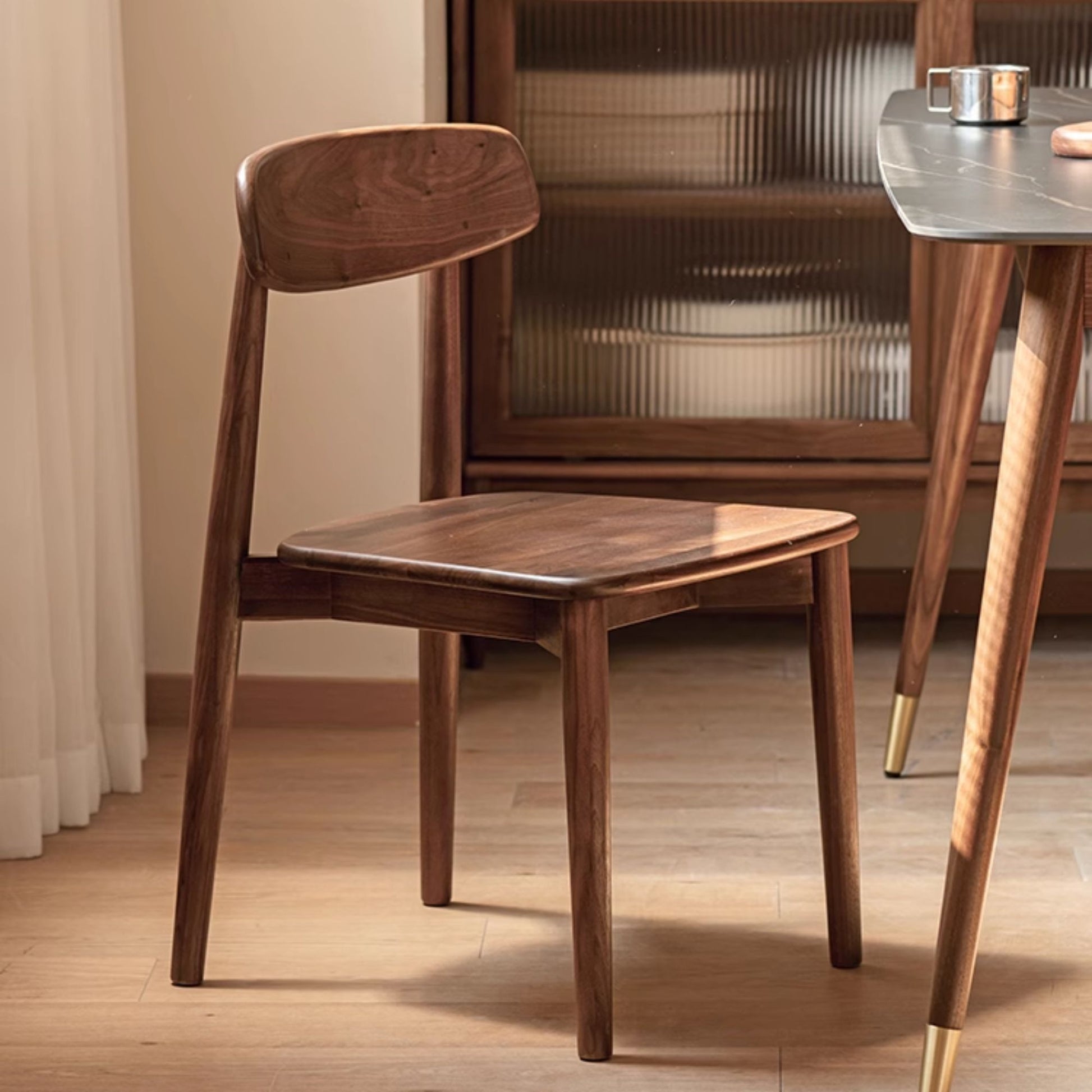Terra oak wood chair in walnut finish