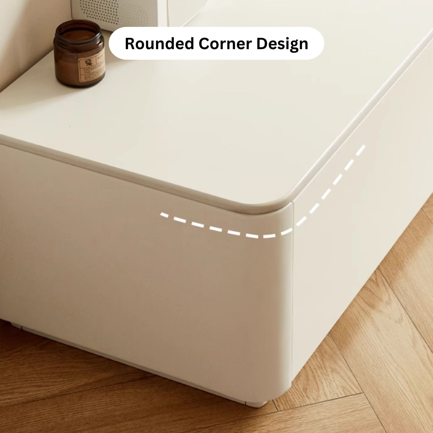 Thad rubber wood sintered stone TV console in white