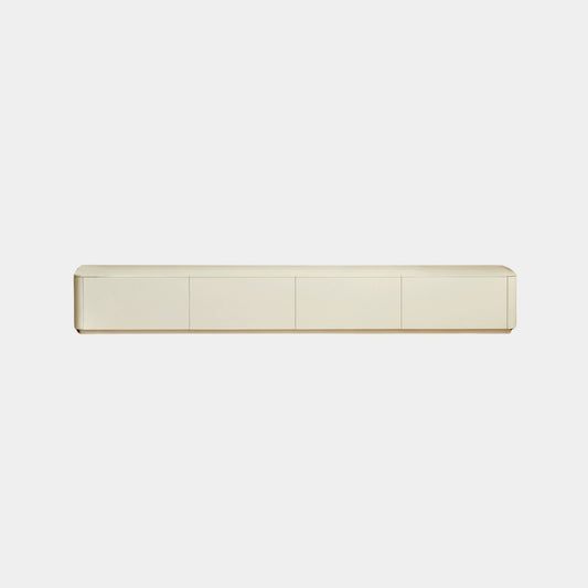 Thad rubber wood sintered stone TV console in white