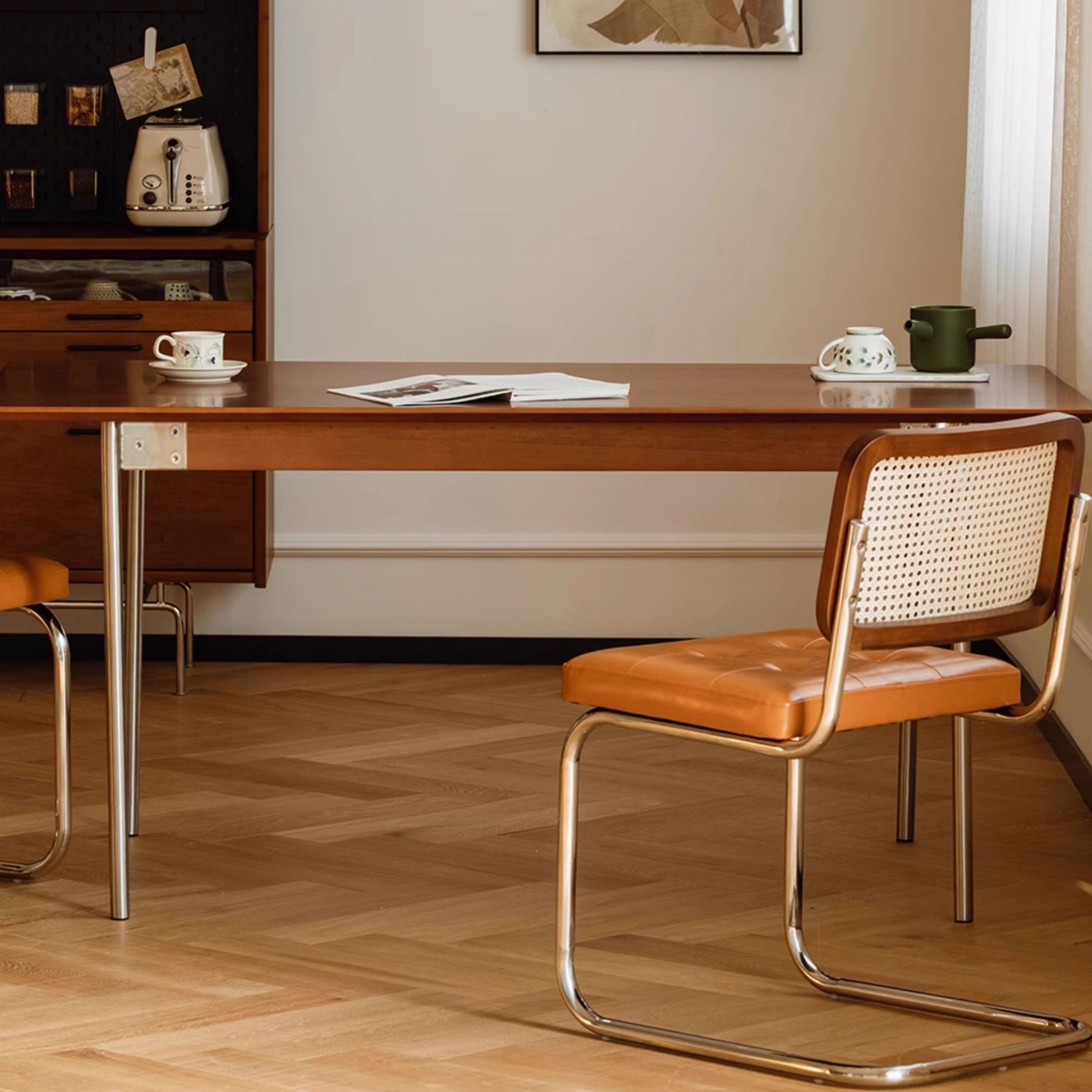 Theo stainless steel brown dining chair