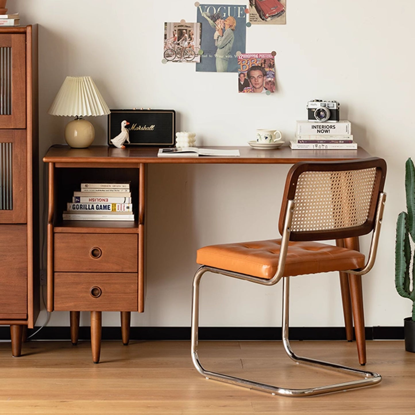 Theo stainless steel brown dining chair