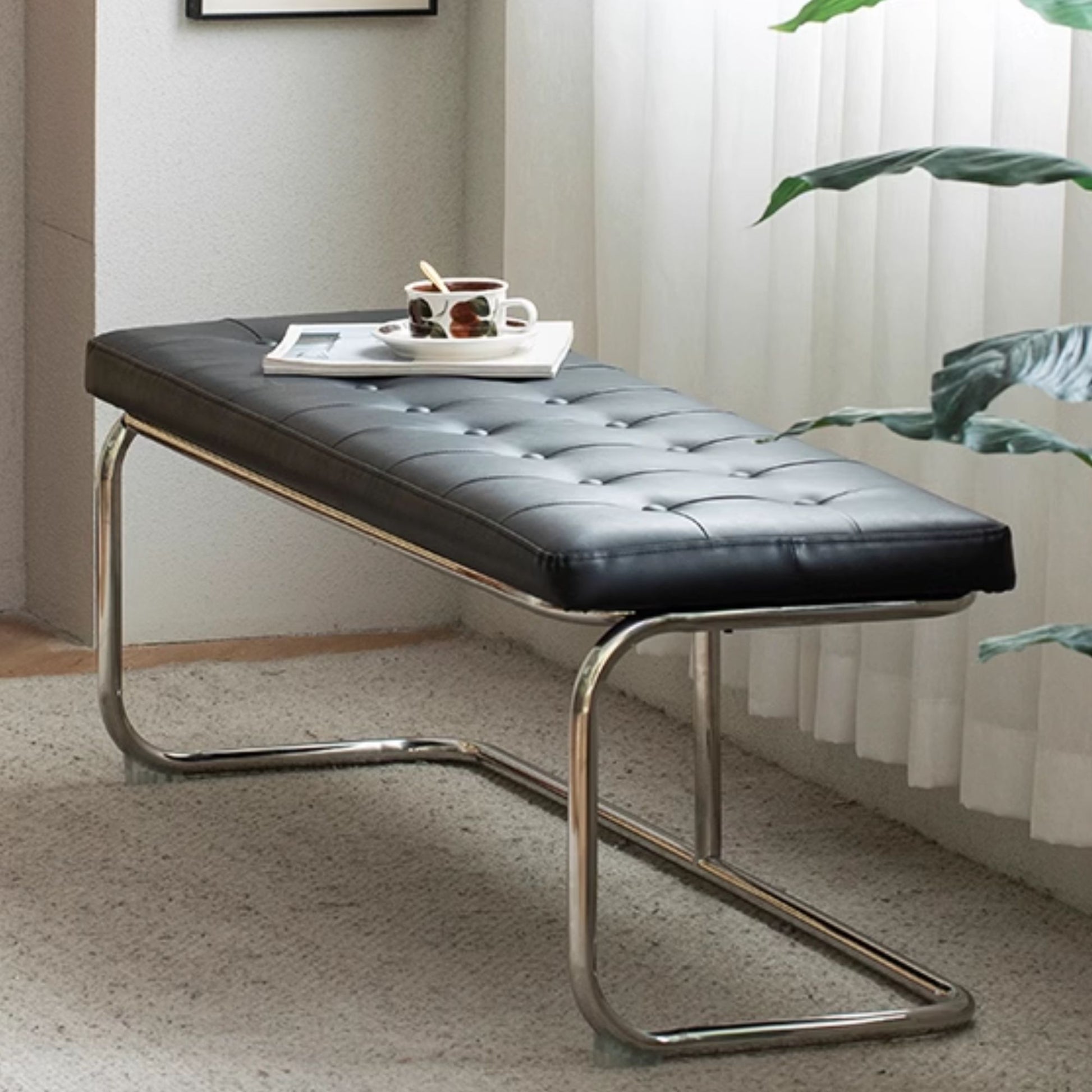 Theo stainless steel bench black