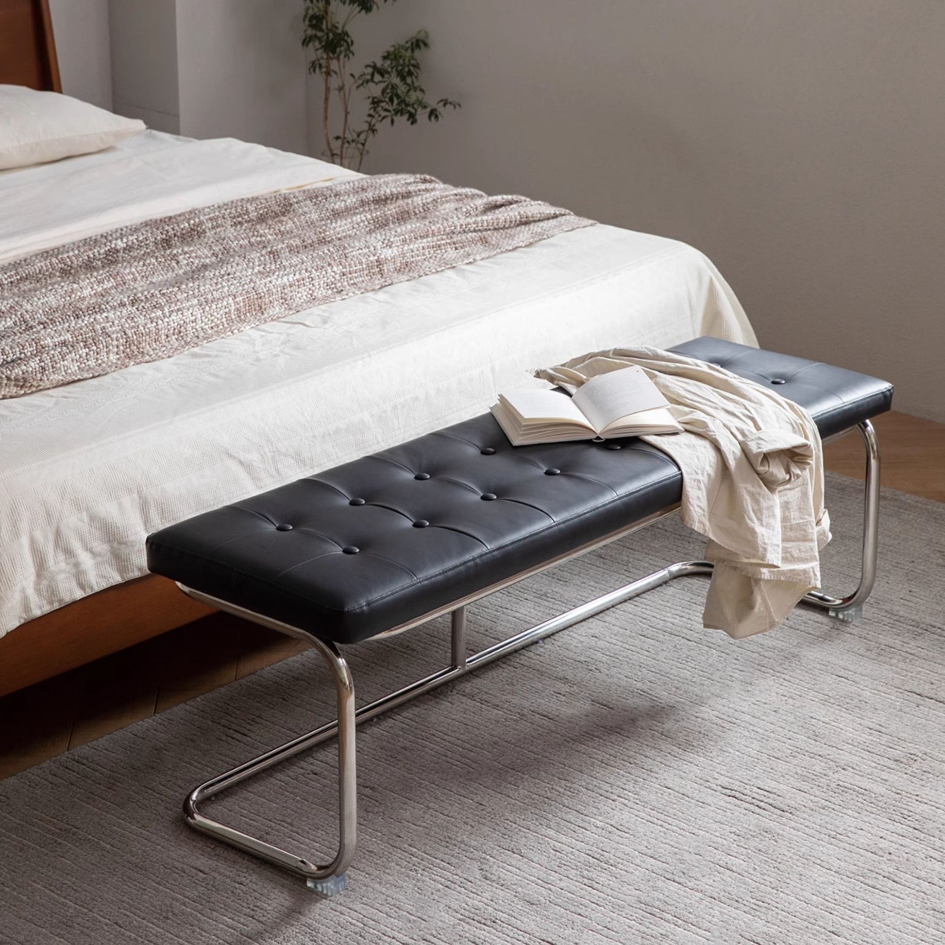 Theo stainless steel bench black
