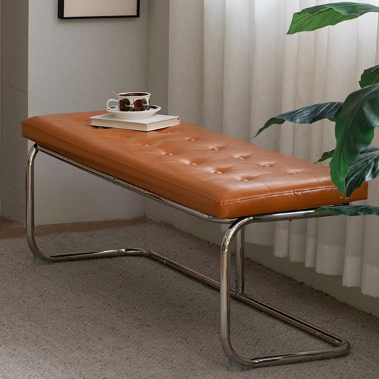 Theo stainless steel bench brown