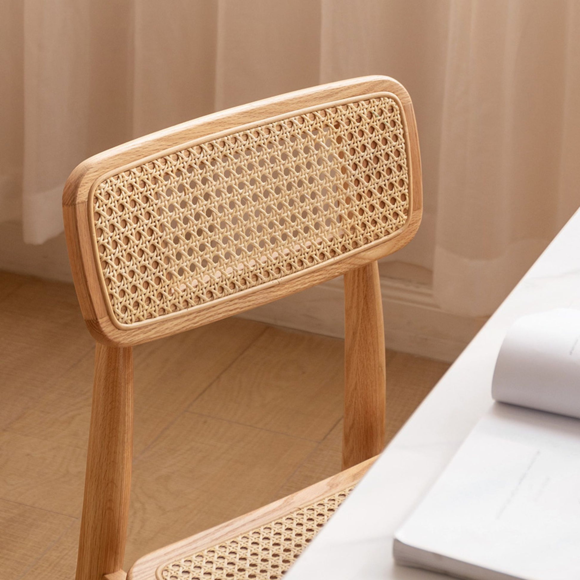 Theresa oak wood rattan cane chair