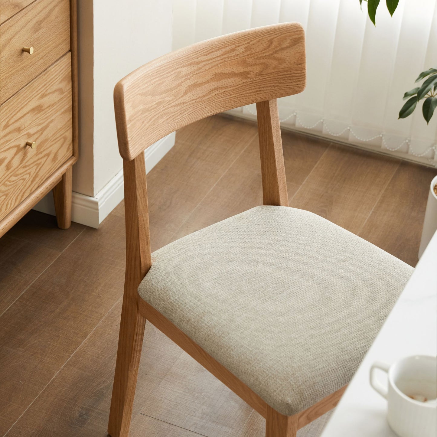 Thor Oak Wood Fabric Chair