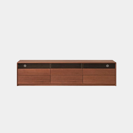 Thor rubber wood tv console in walnut finish