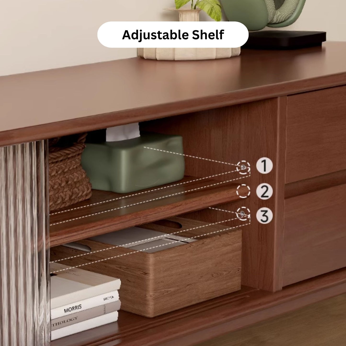 Tim rubber wood tv console in walnut colour