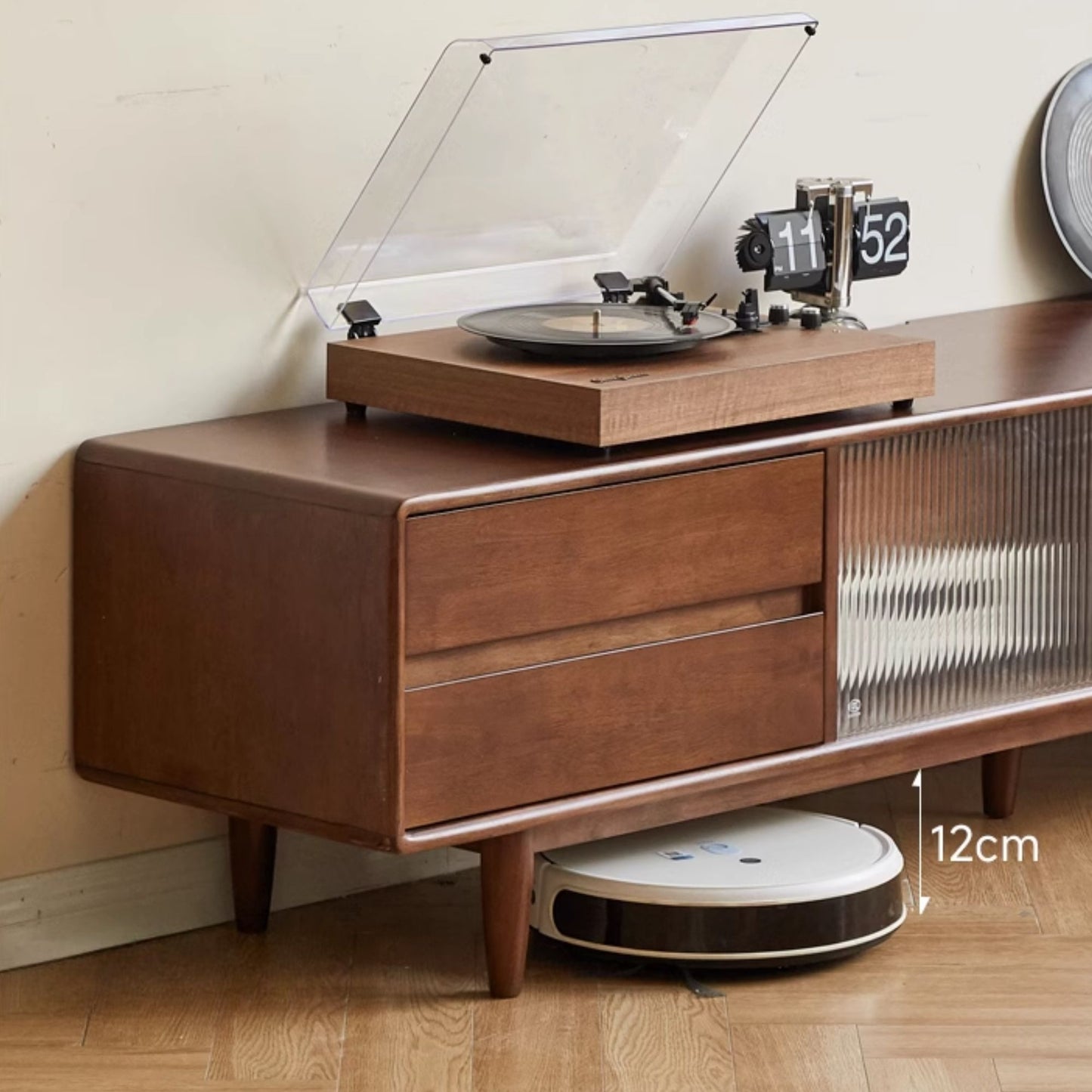 Tim rubber wood tv console in walnut colour