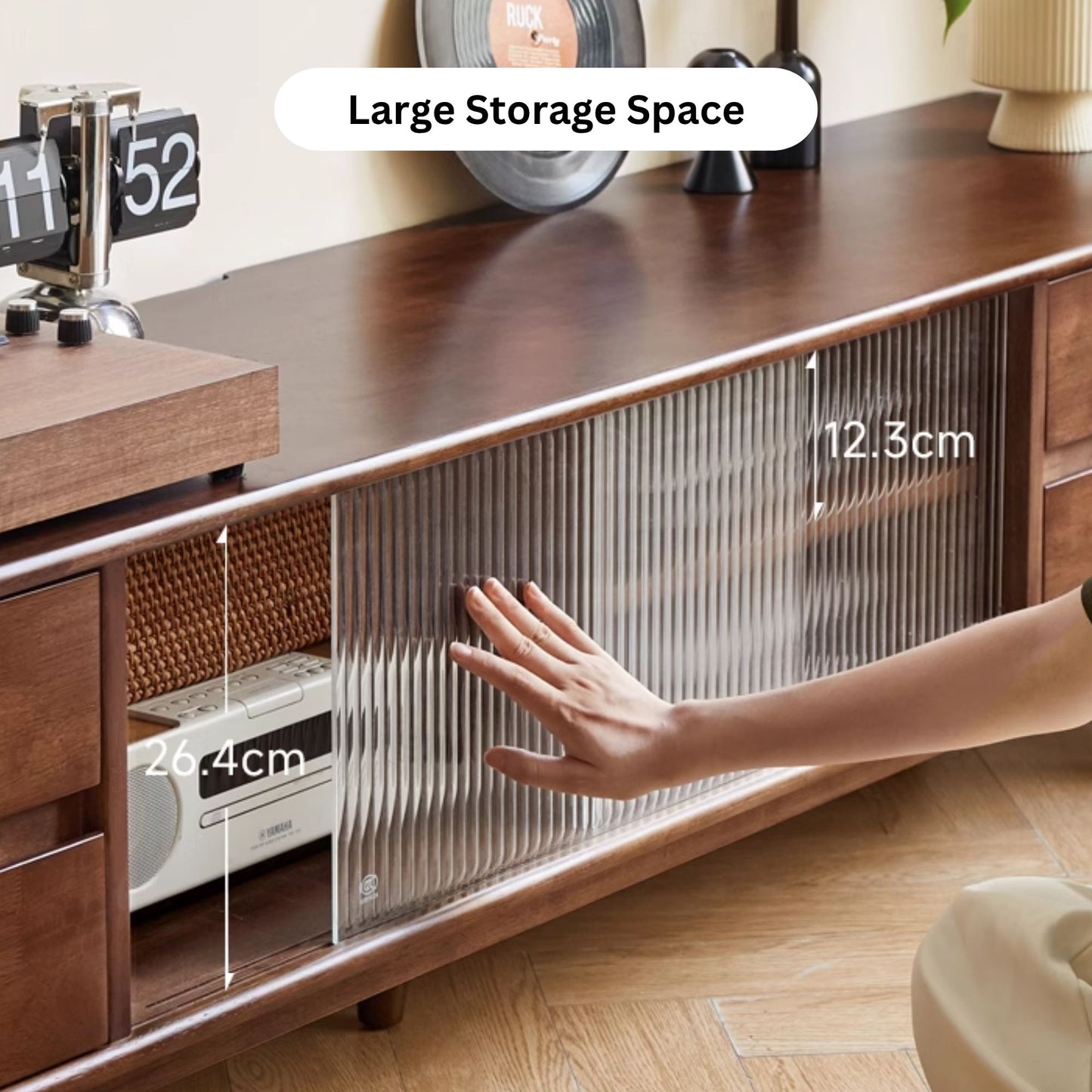 Tim rubber wood tv console in walnut colour