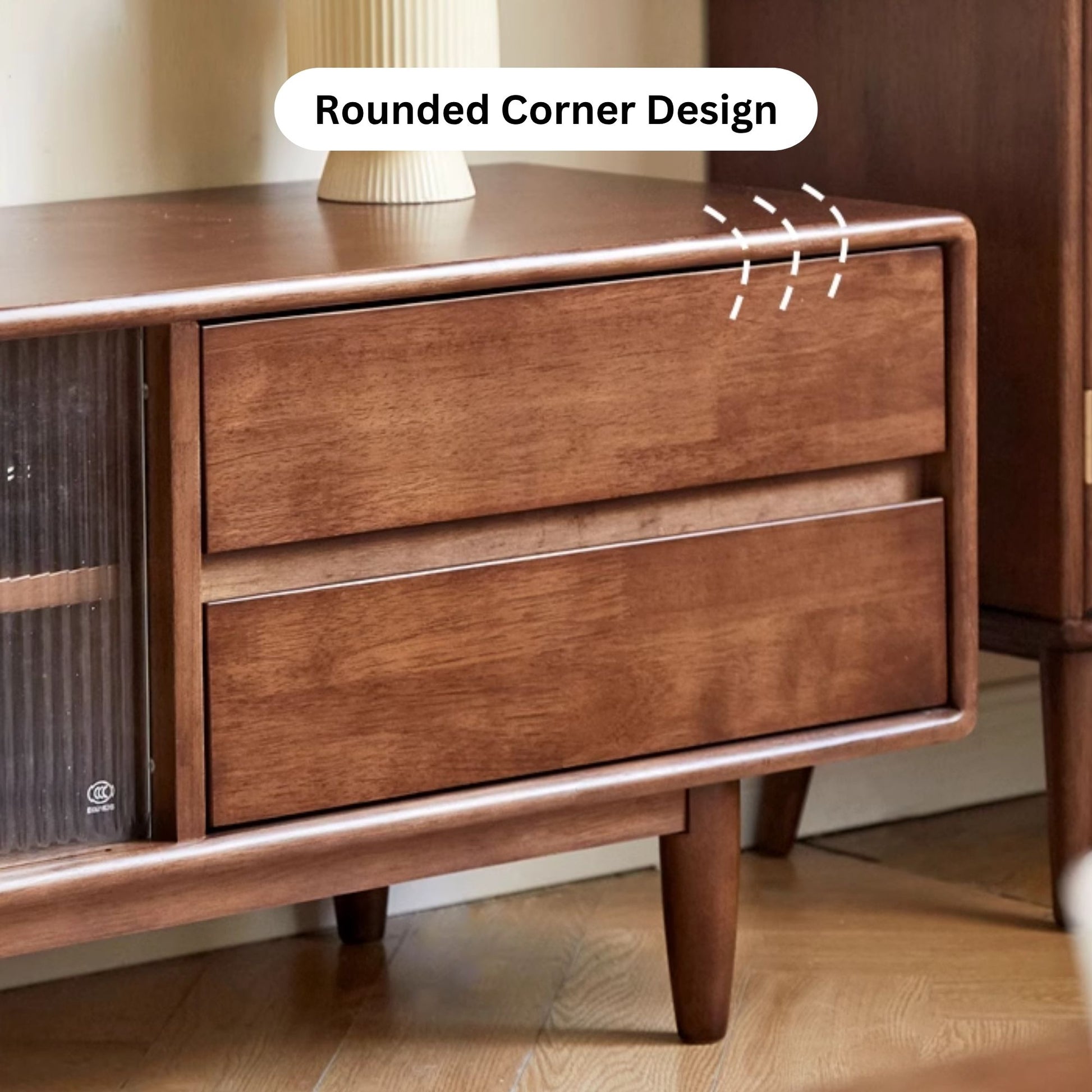 Tim rubber wood tv console in walnut colour