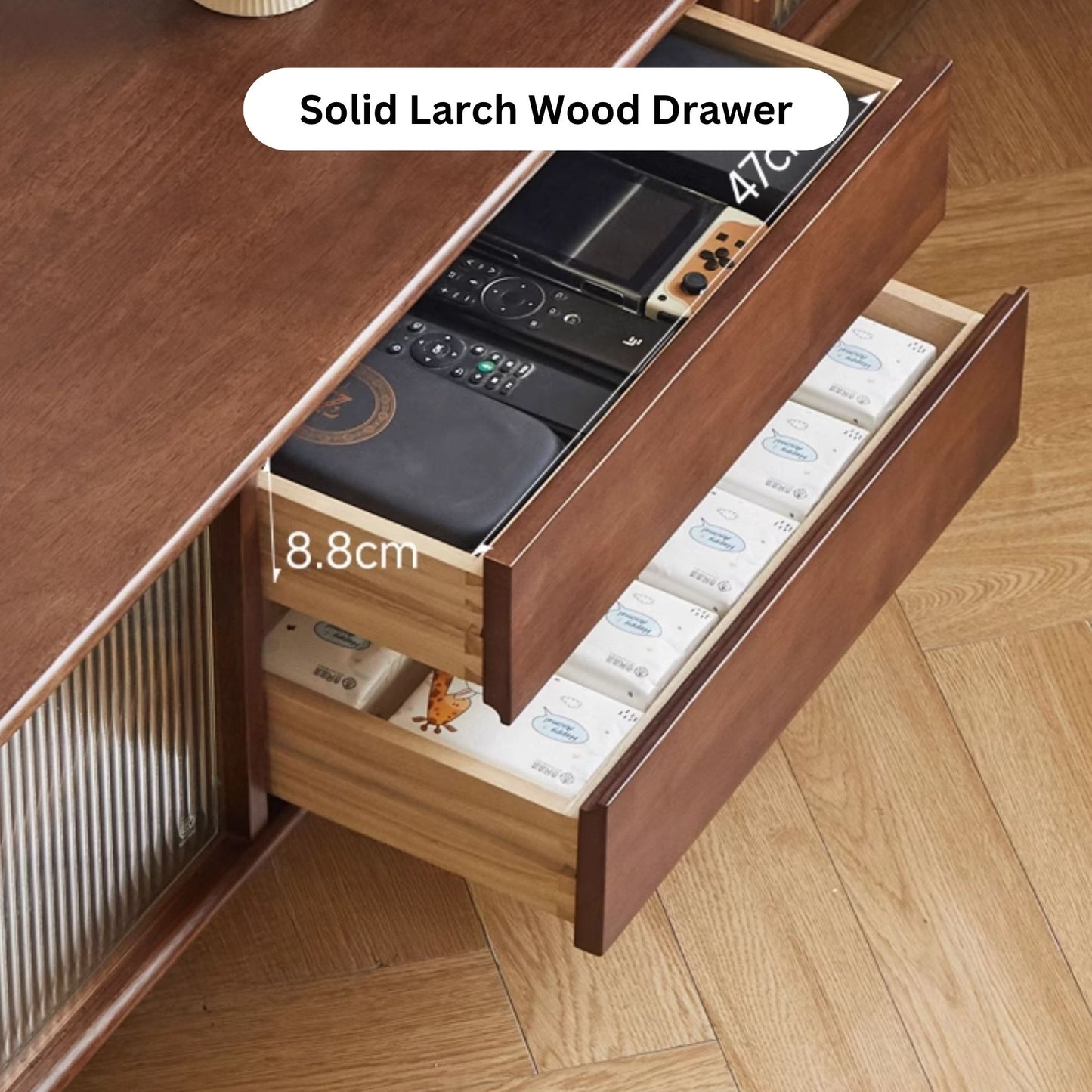 Tim rubber wood tv console in walnut colour