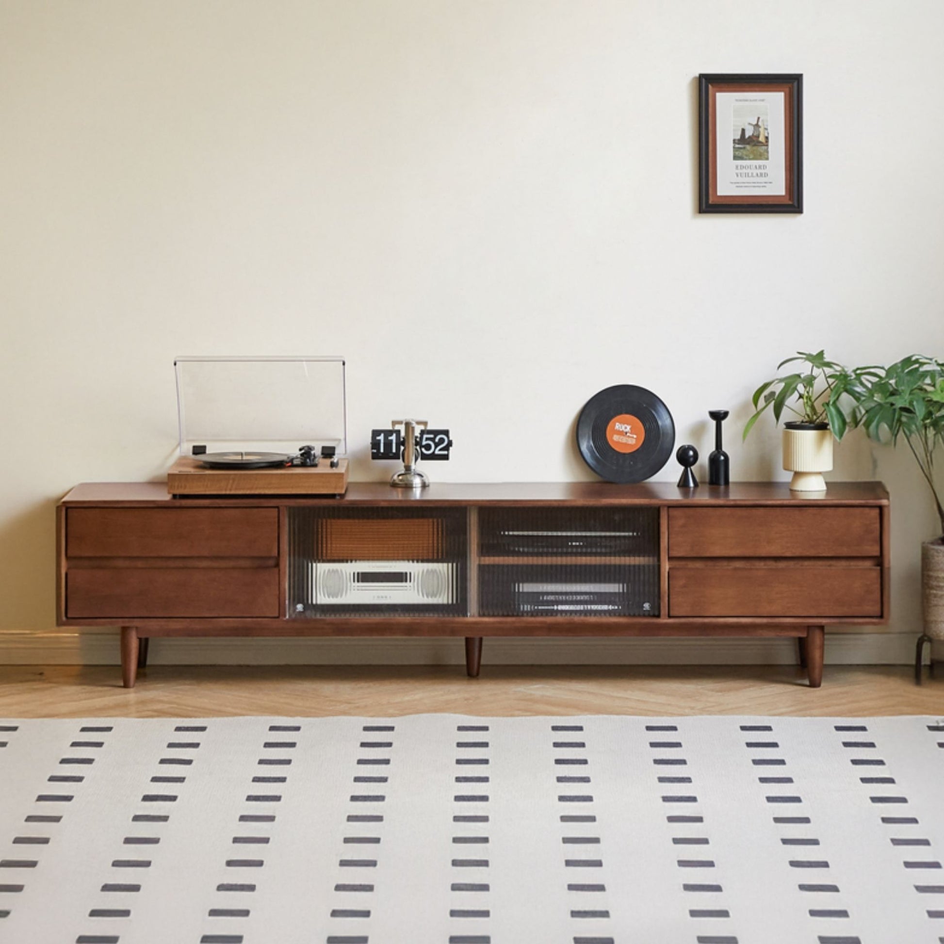 Tim rubber wood tv console in walnut colour