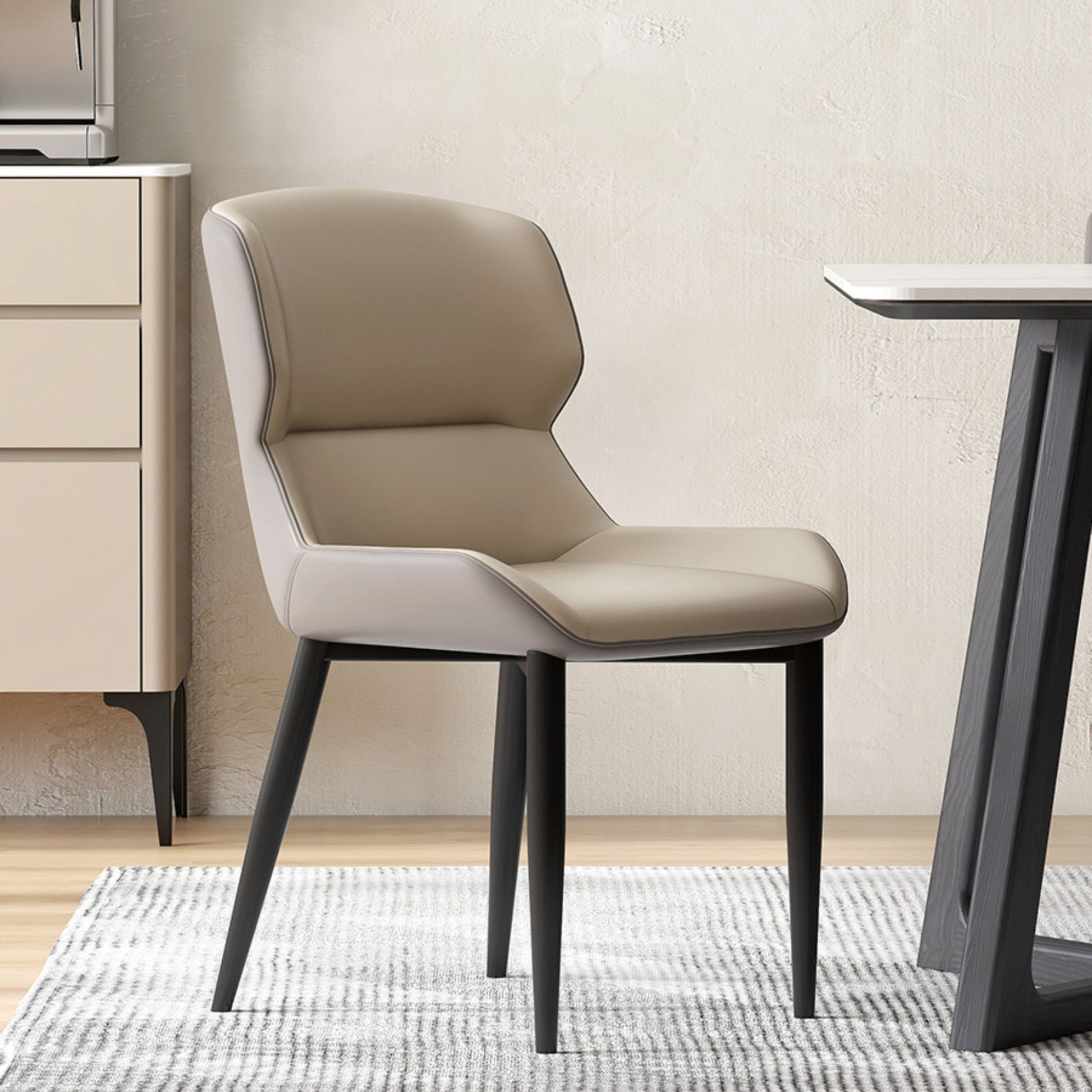 Tivo carbon steel faux leather chair grey base, grey side
