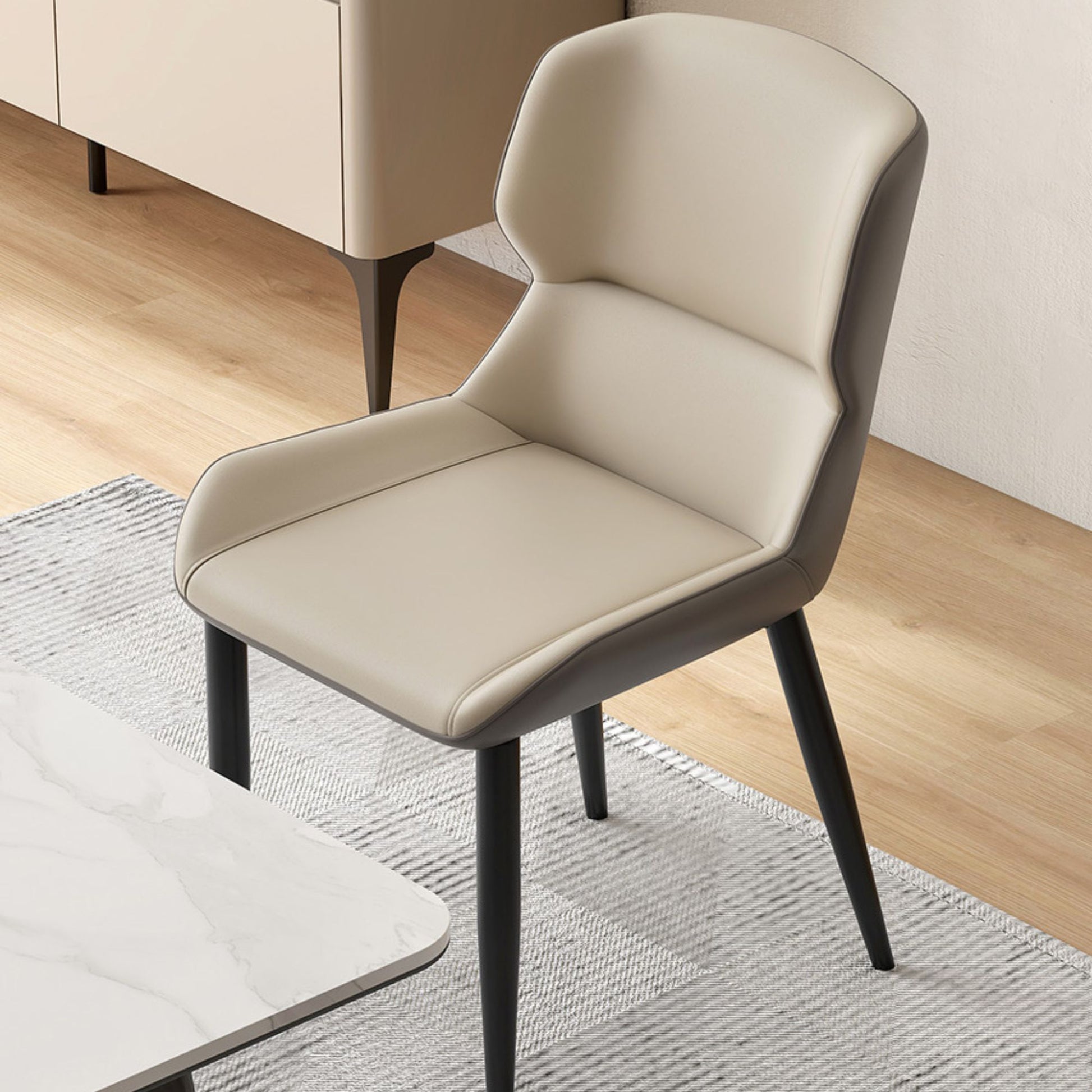Tivo carbon steel faux leather chair grey base, grey side
