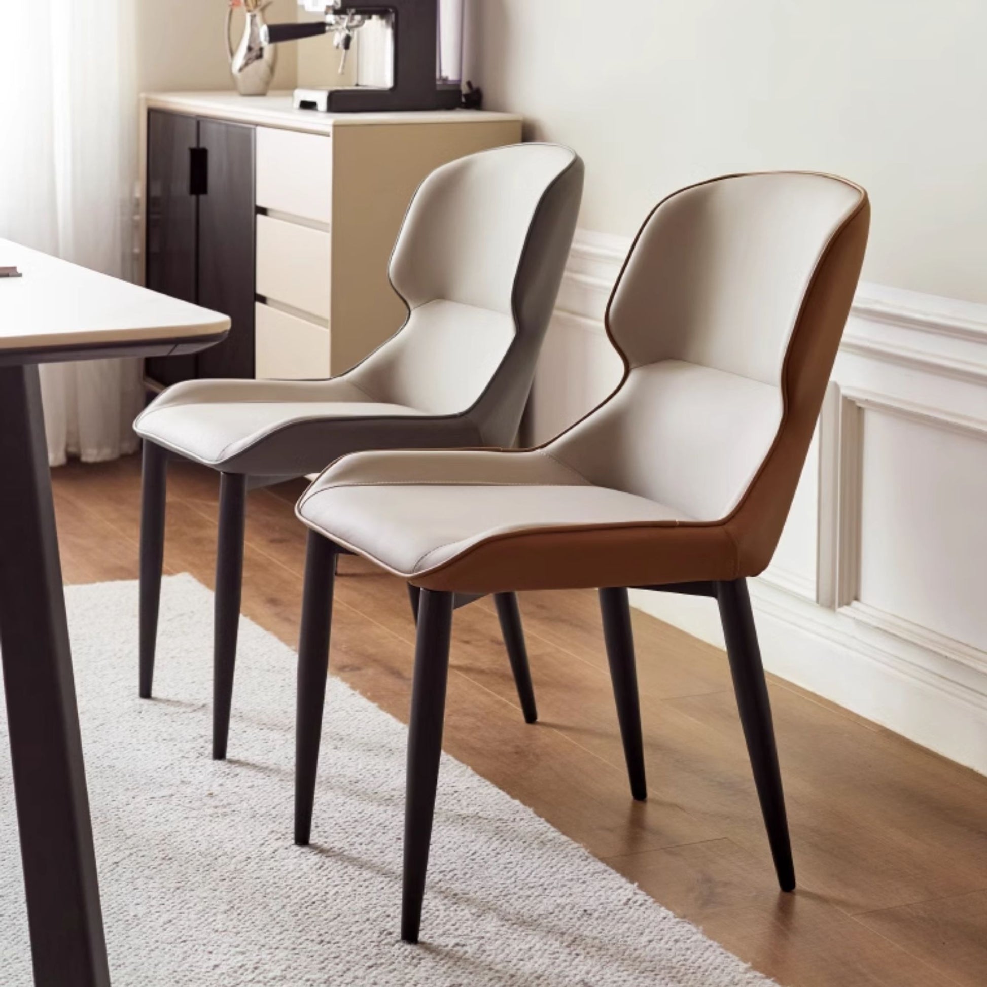 Tivo carbon steel faux leather chair grey base, grey side