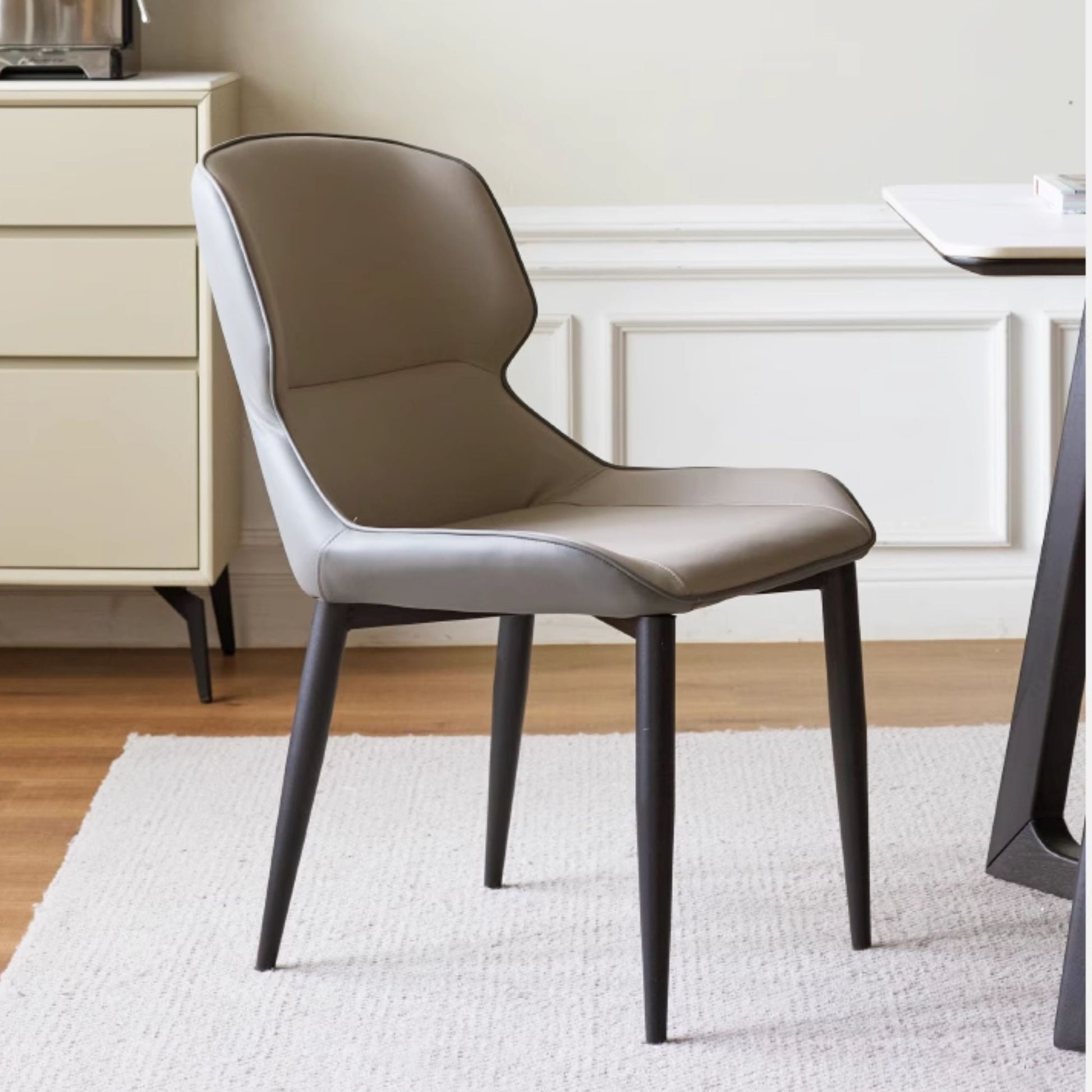 Tivo carbon steel faux leather chair grey base, grey side