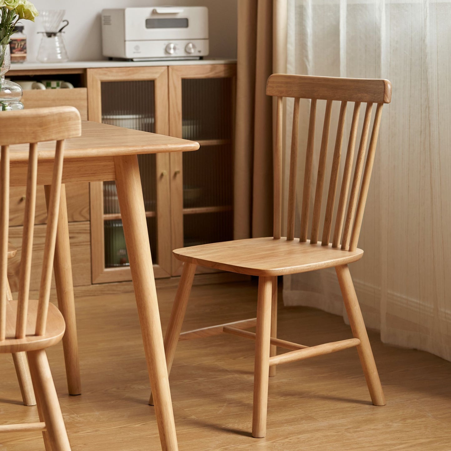 Toby rubberwood chair in natural wood finish