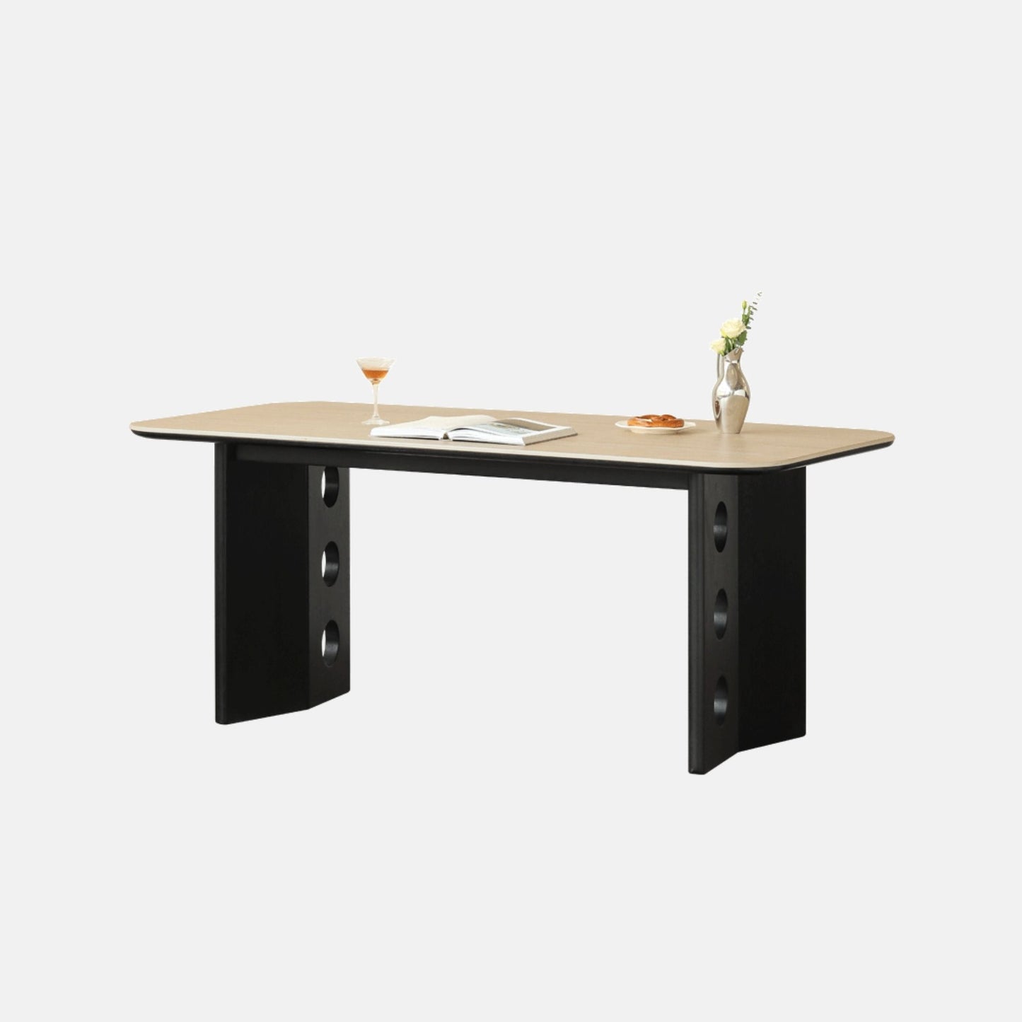 Torus oak wood sintered stone dining table