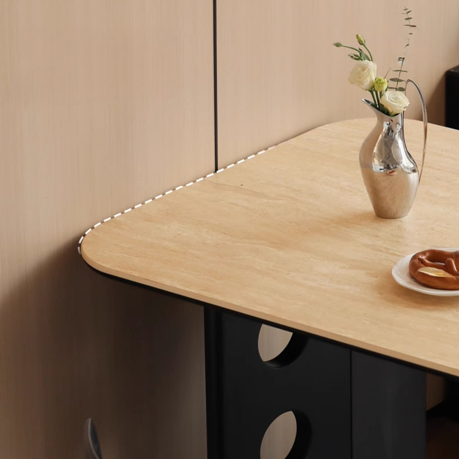Torus oak wood sintered stone dining table