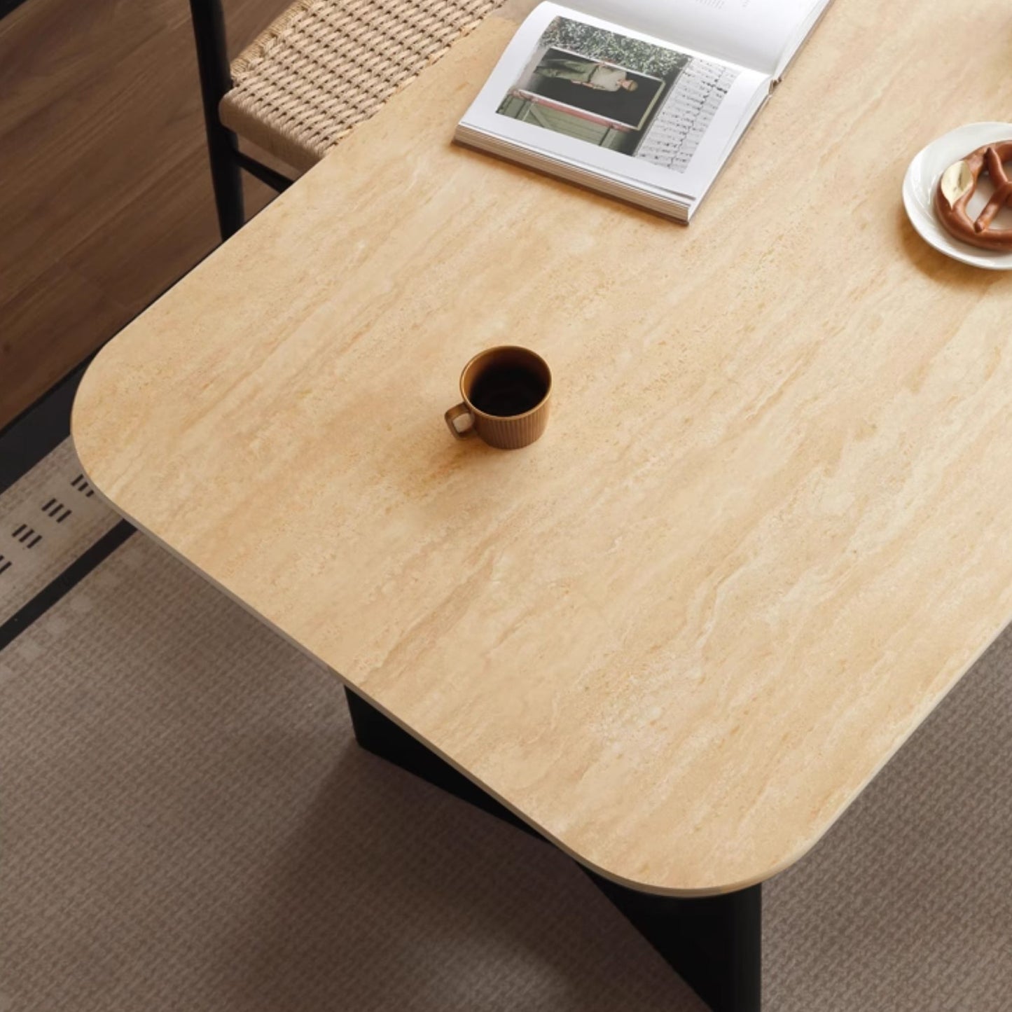 Torus oak wood sintered stone dining table