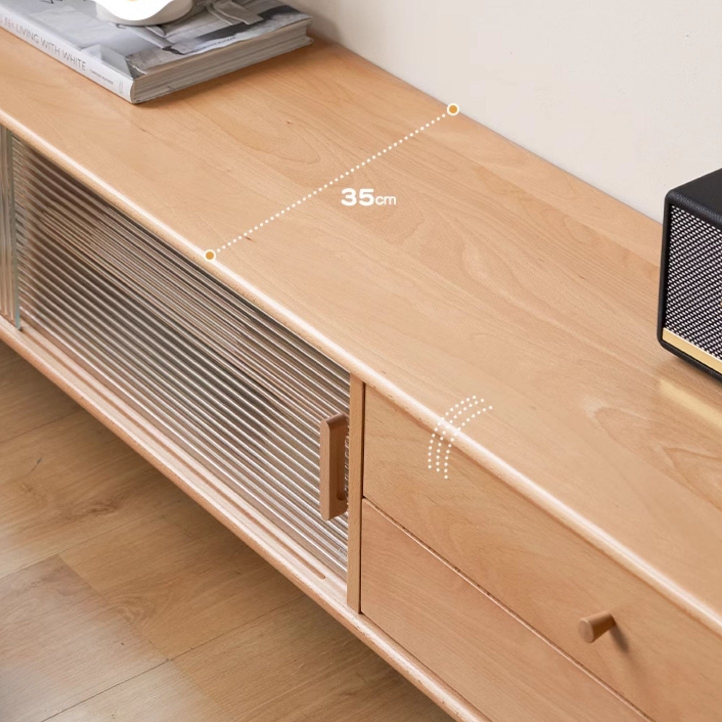 Tracy beech wood TV console in natural wood finish