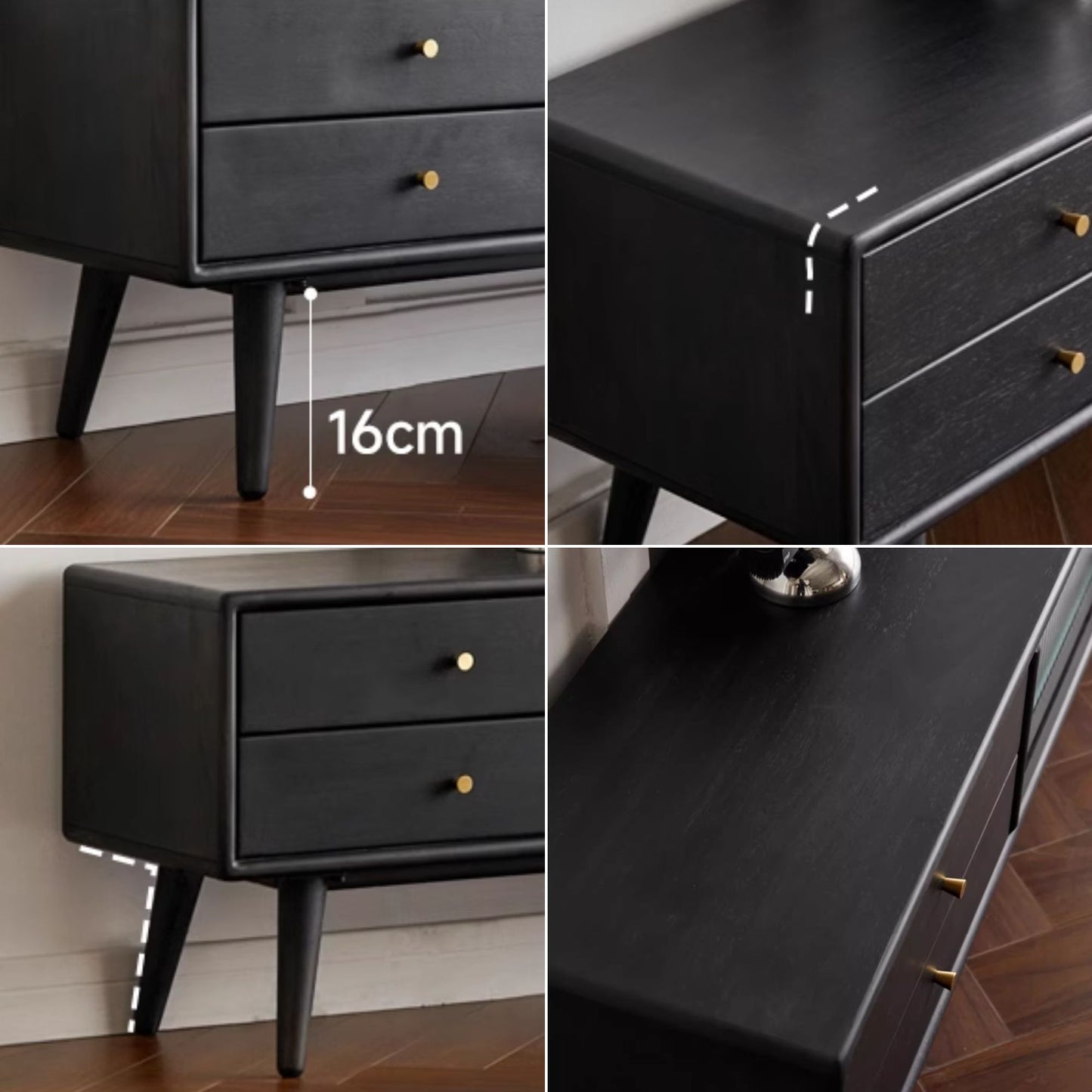 Travis rubber wood tv console in black colour