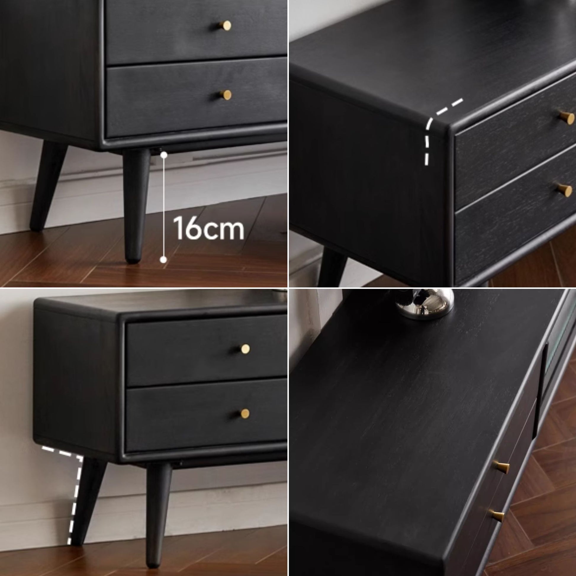 Travis rubber wood tv console in black colour