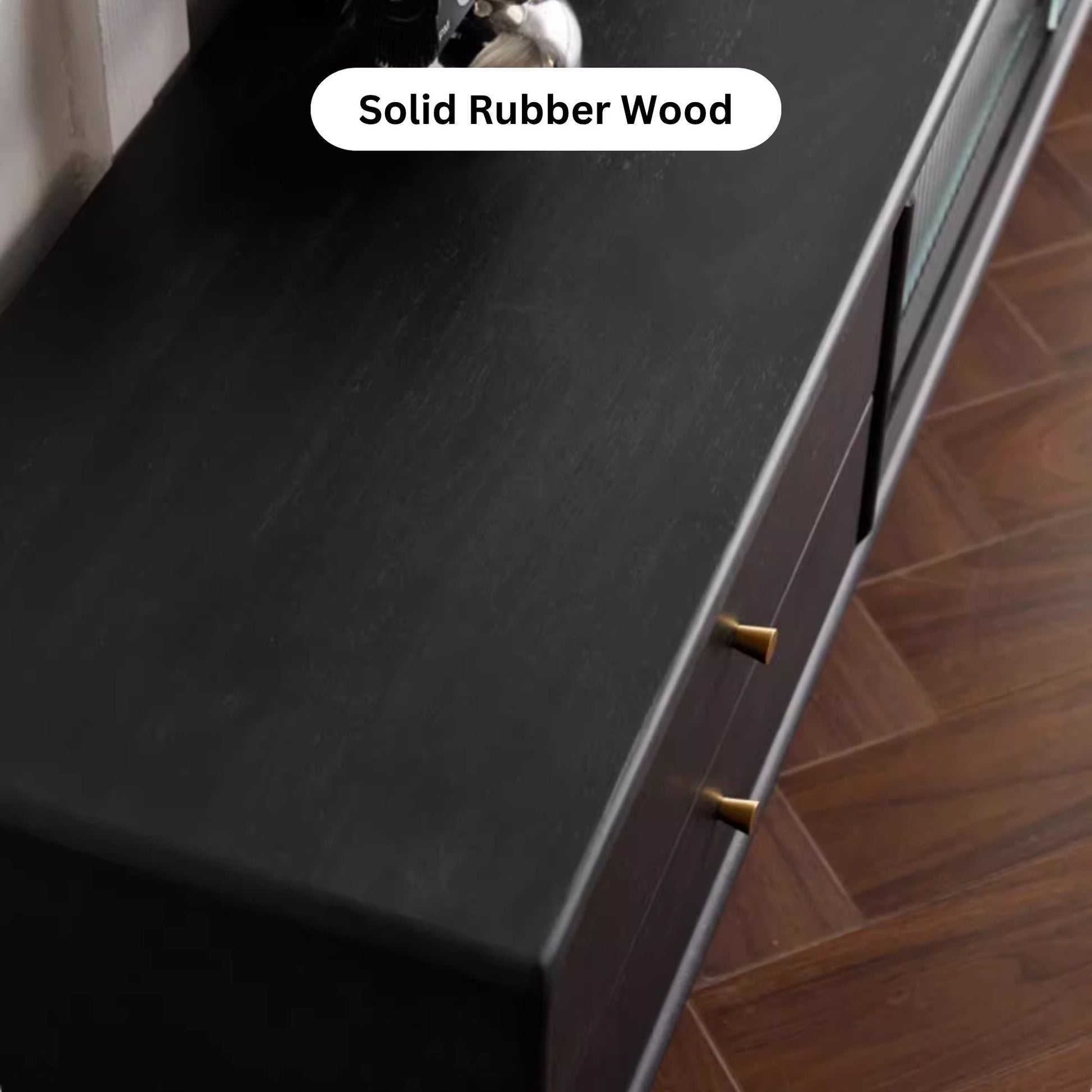 Travis rubber wood tv console in black colour