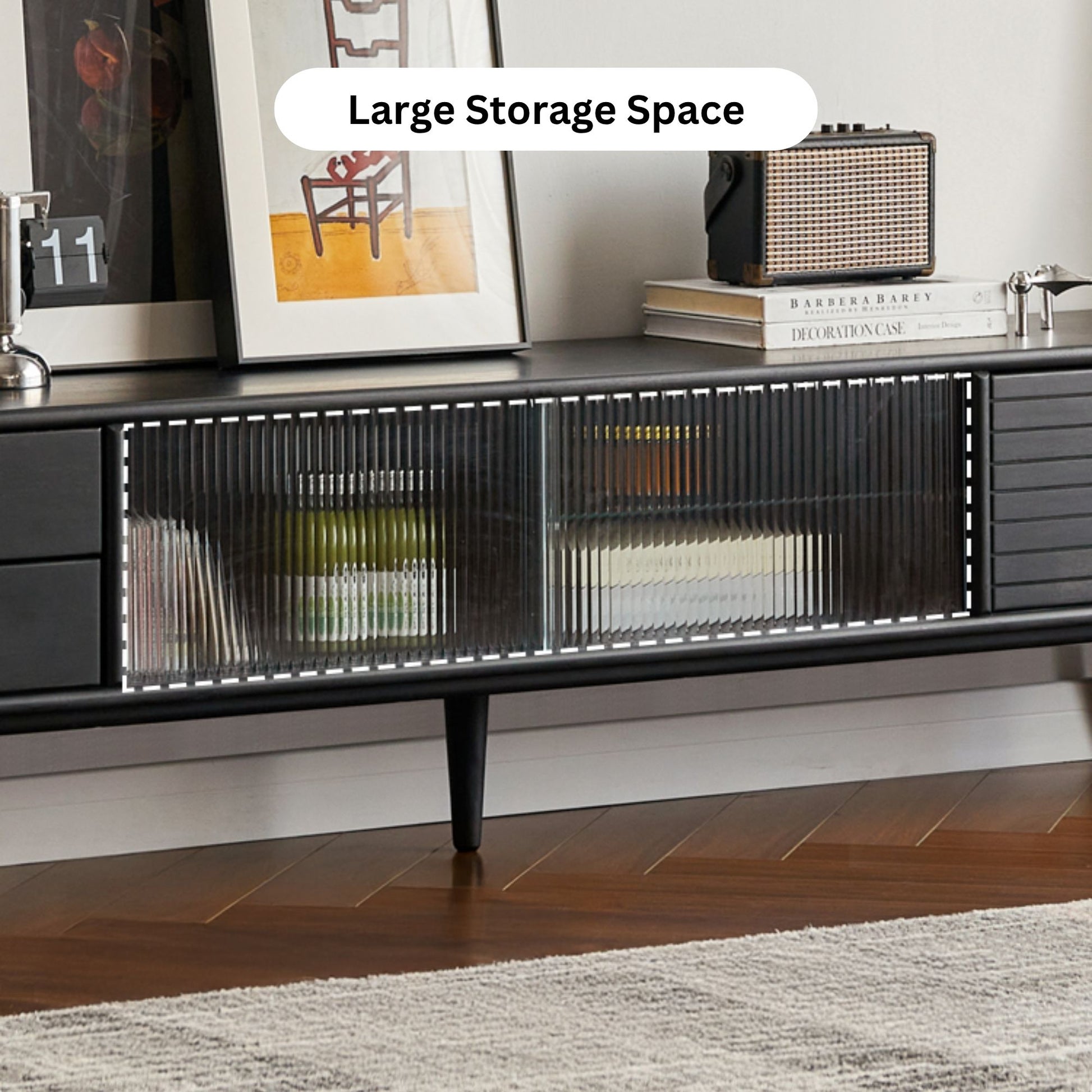 Travis rubber wood tv console in black colour