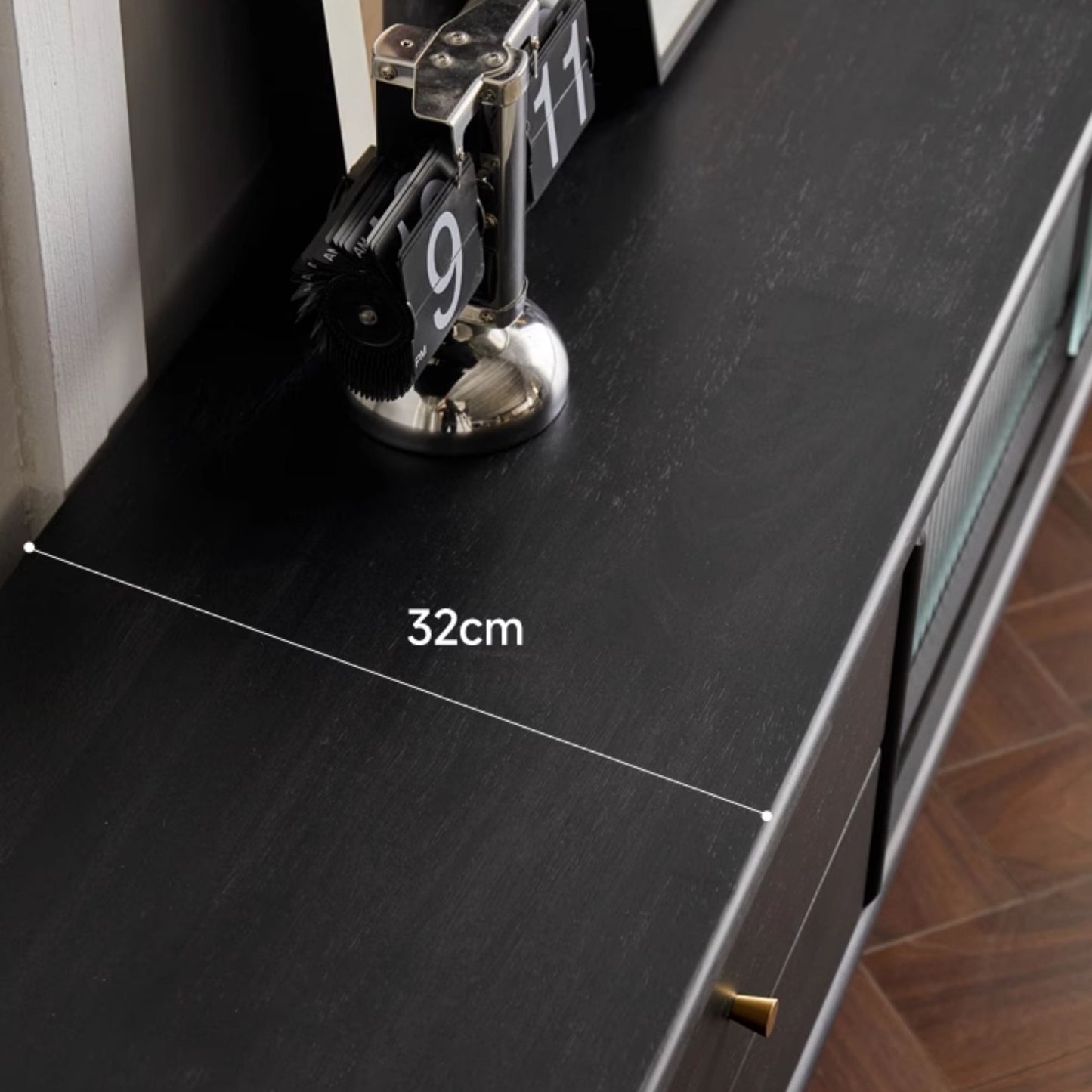 Travis rubber wood tv console in black colour