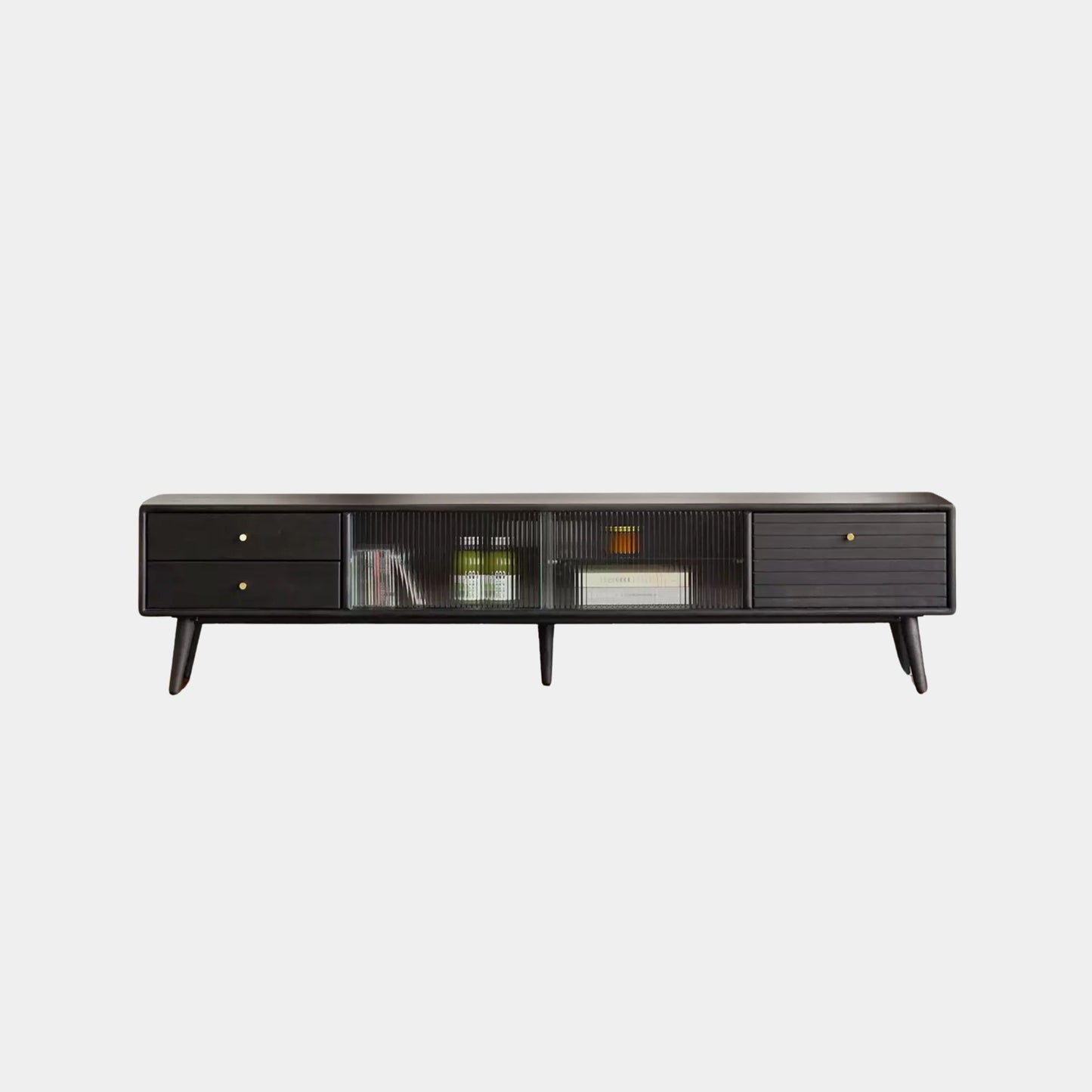 Travis rubber wood tv console in black colour