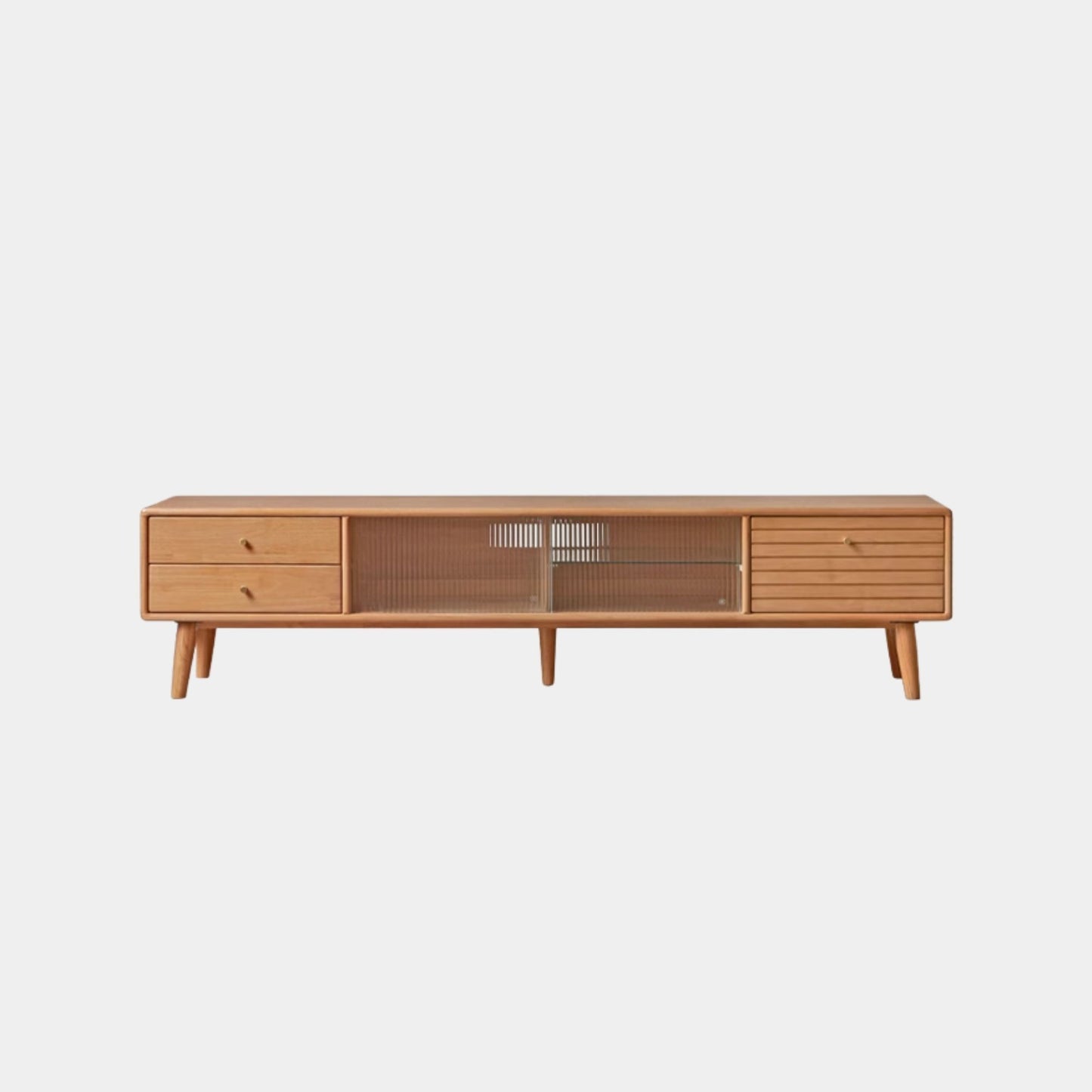 Travis rubber wood tv console in natural wood colour