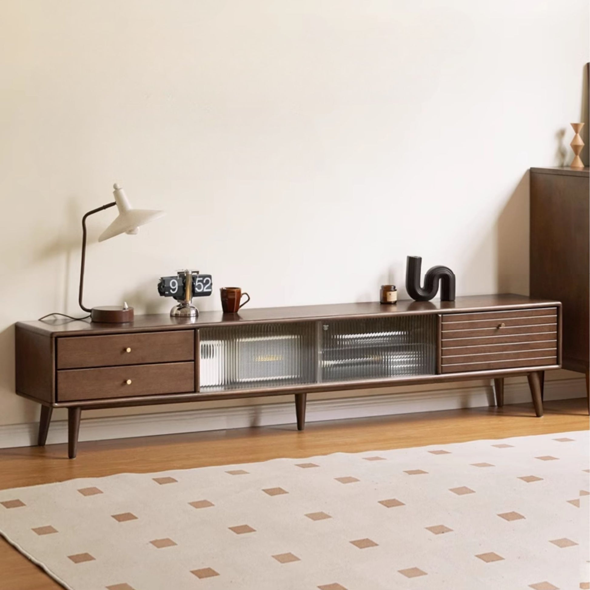 Travis rubber wood tv console in walnut colour