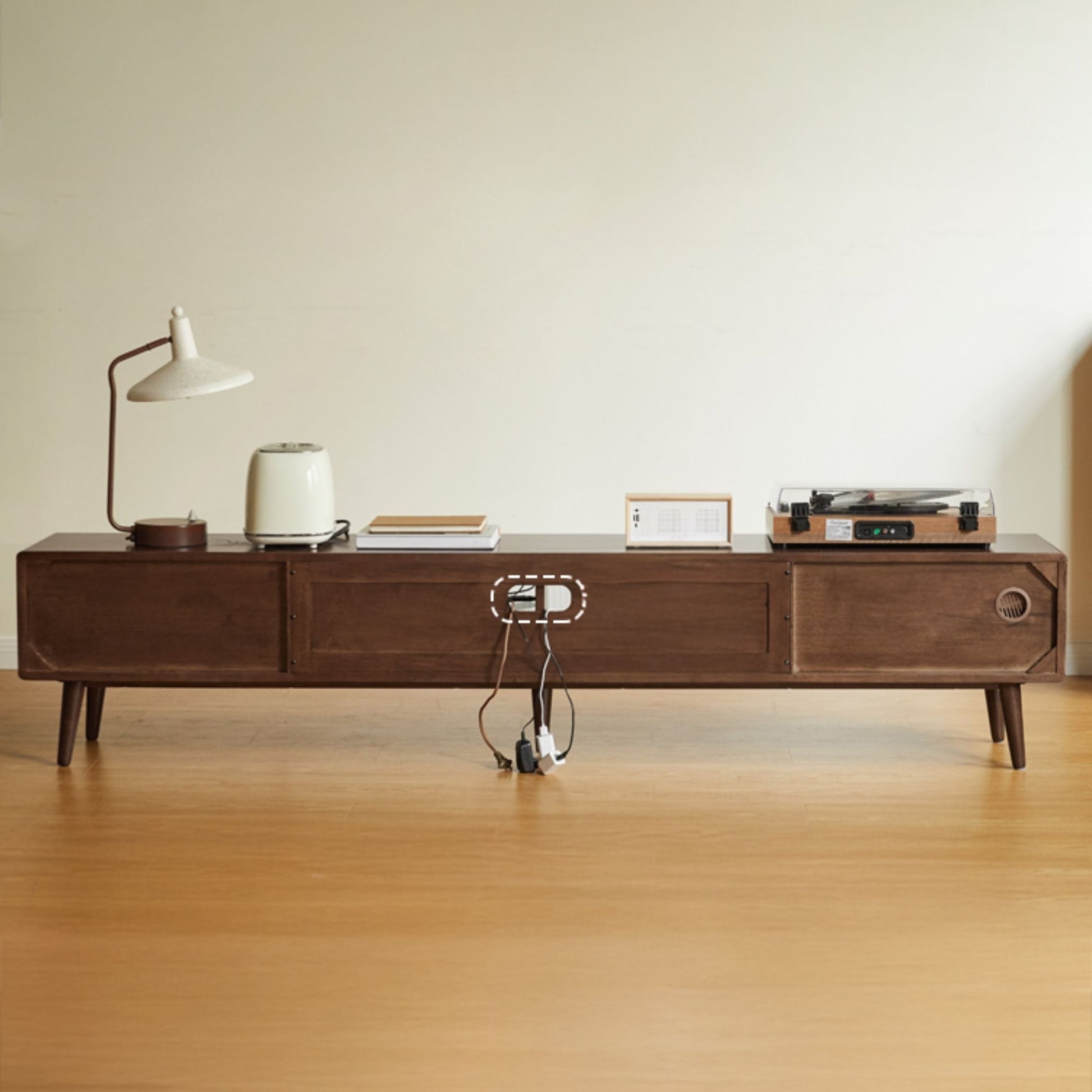 Travis rubber wood tv console in walnut colour