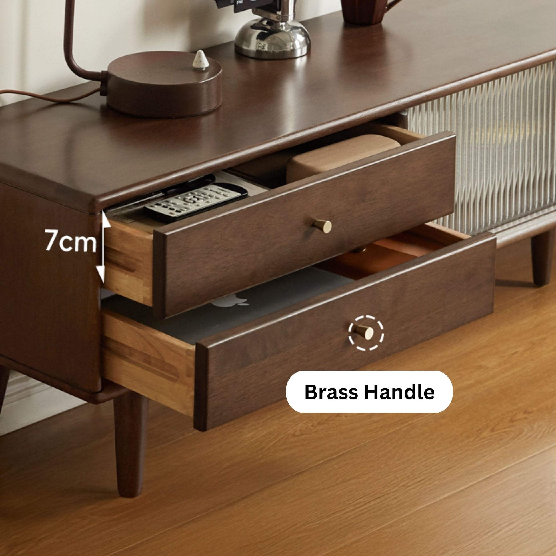 Travis rubber wood tv console in walnut colour