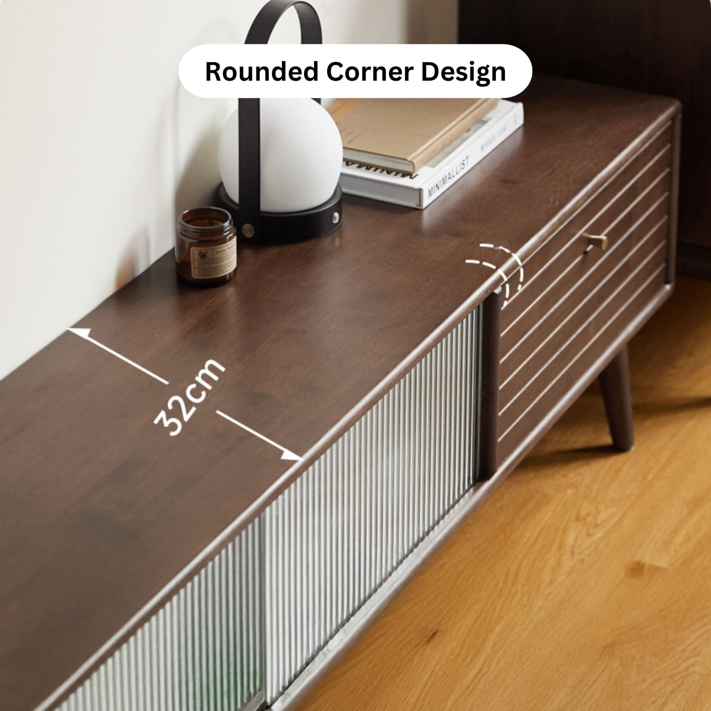 Travis rubber wood tv console in walnut colour