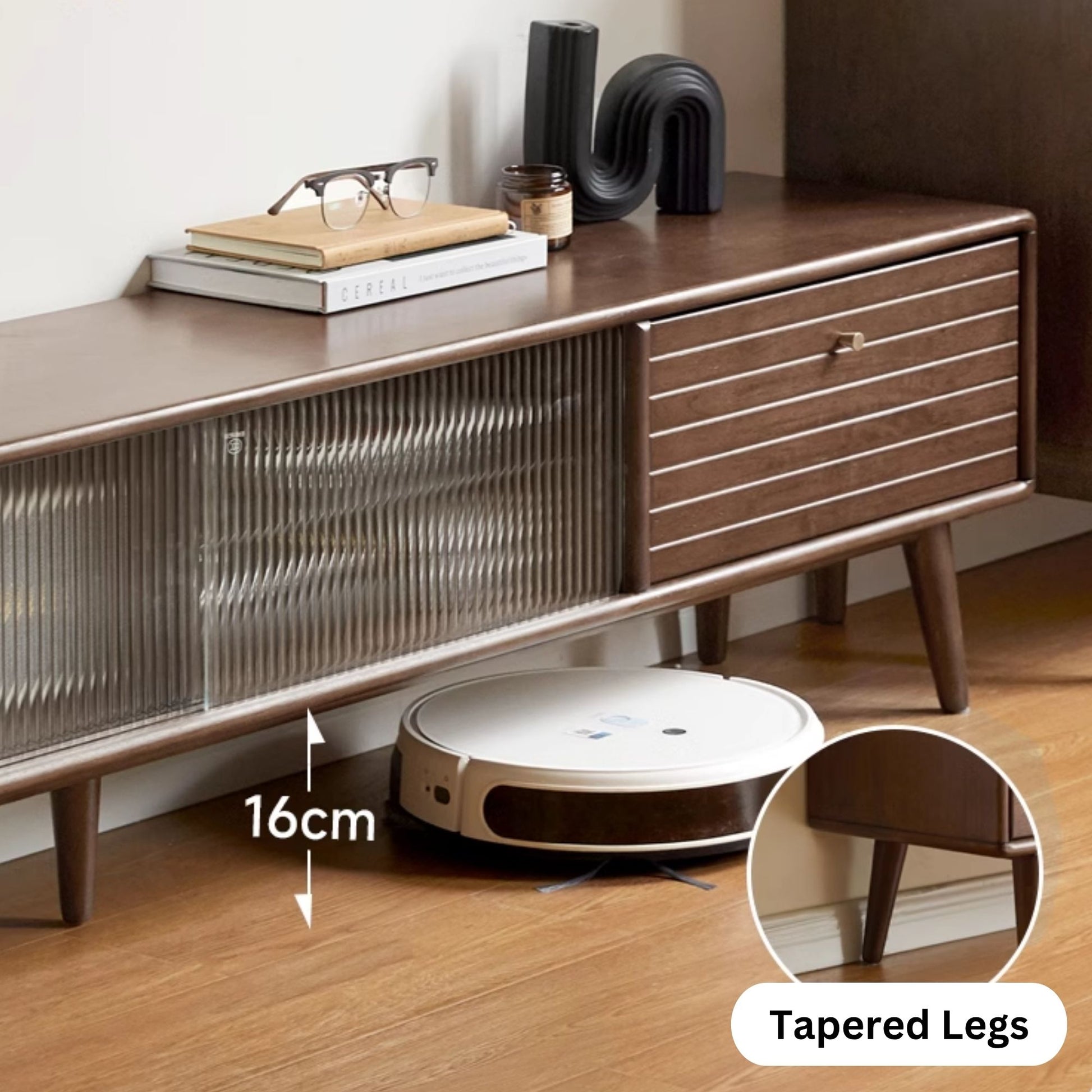 Travis rubber wood tv console in walnut colour