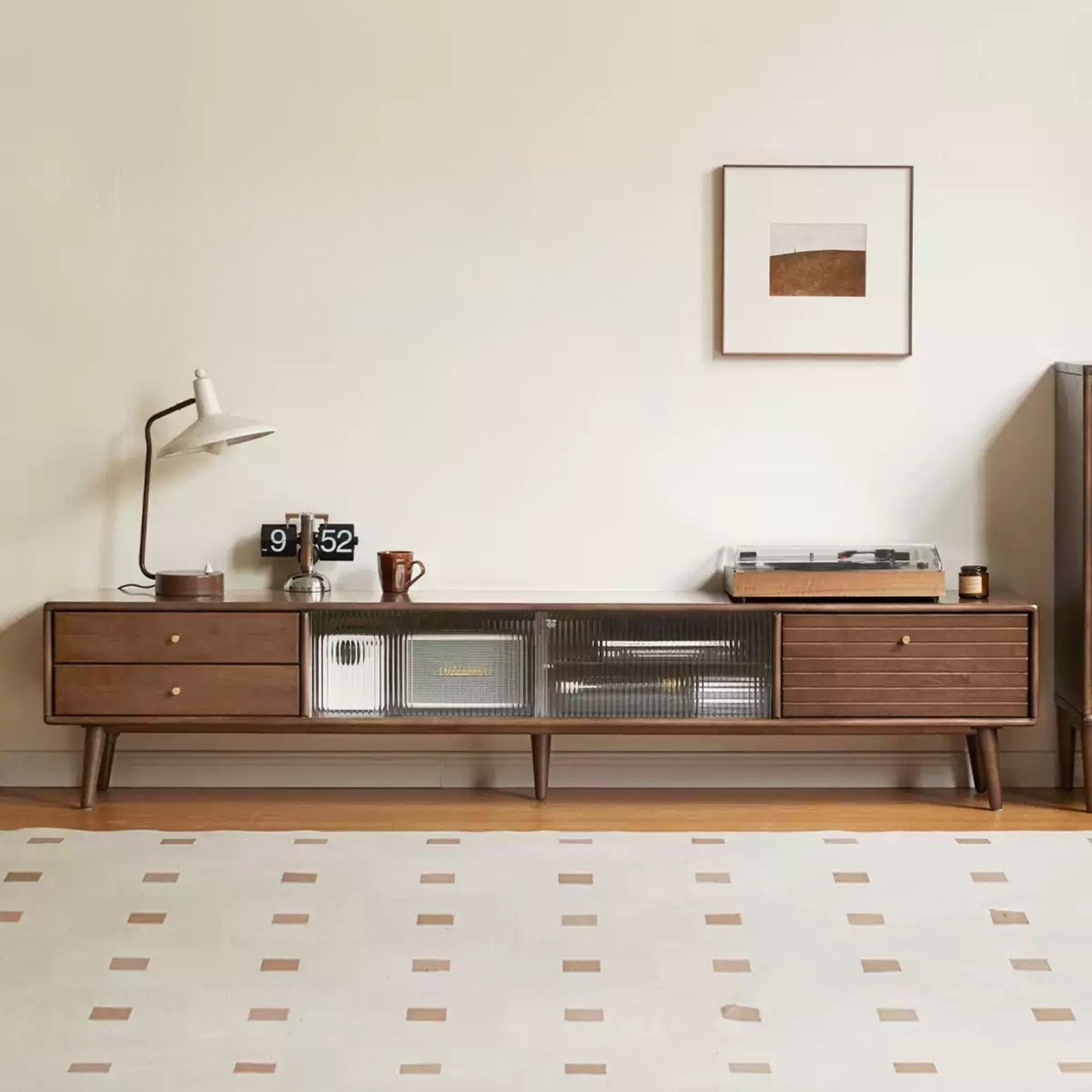 Travis rubber wood tv console in walnut colour