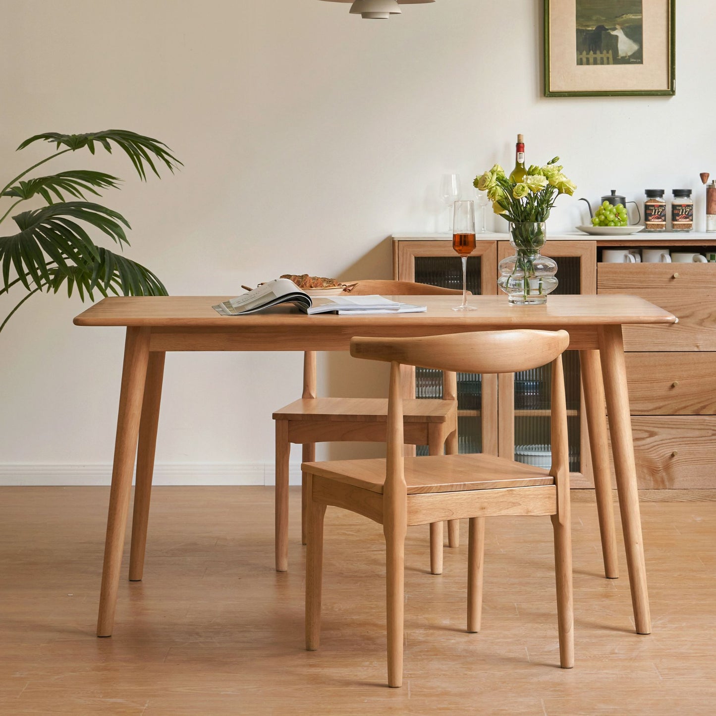 Travis rubberwood chair in natural wood finish