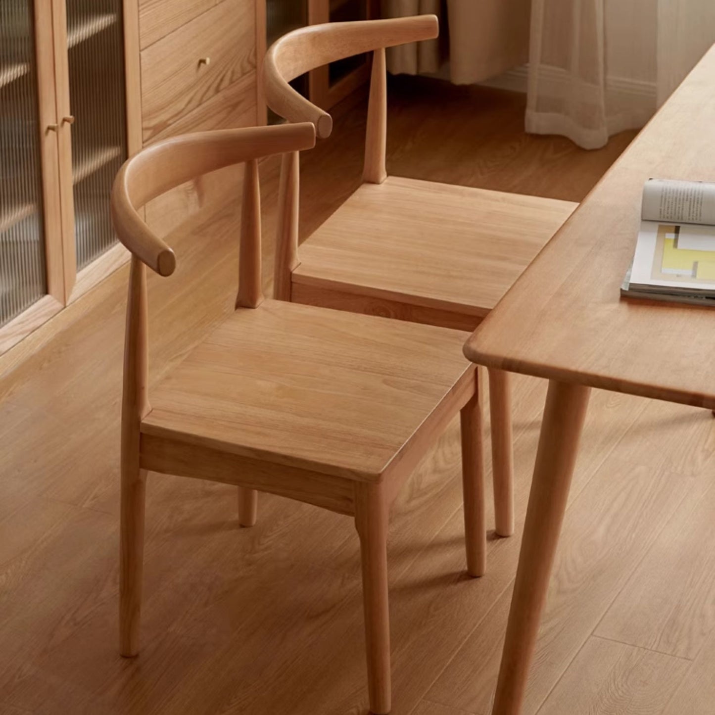 Travis rubberwood chair in natural wood finish