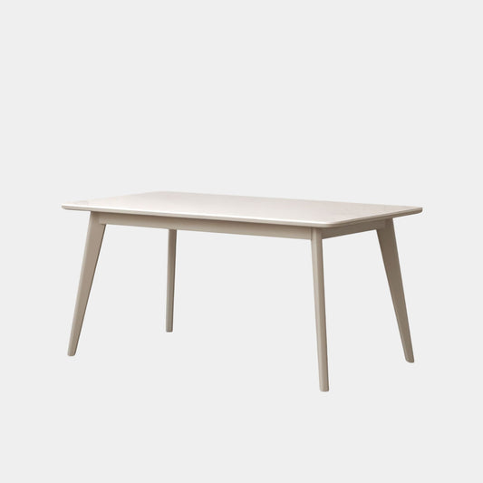Tyler poplar wood sintered stone dining table with white sintered stone table top and grey poplar wood frame and legs