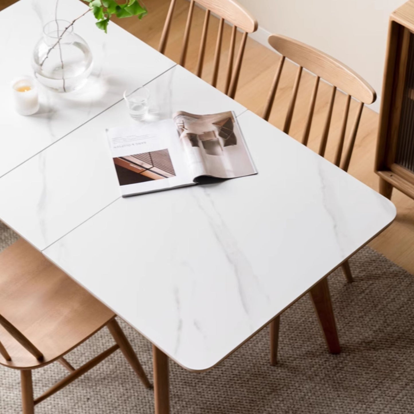 Tyler oak wood sintered stone dining table