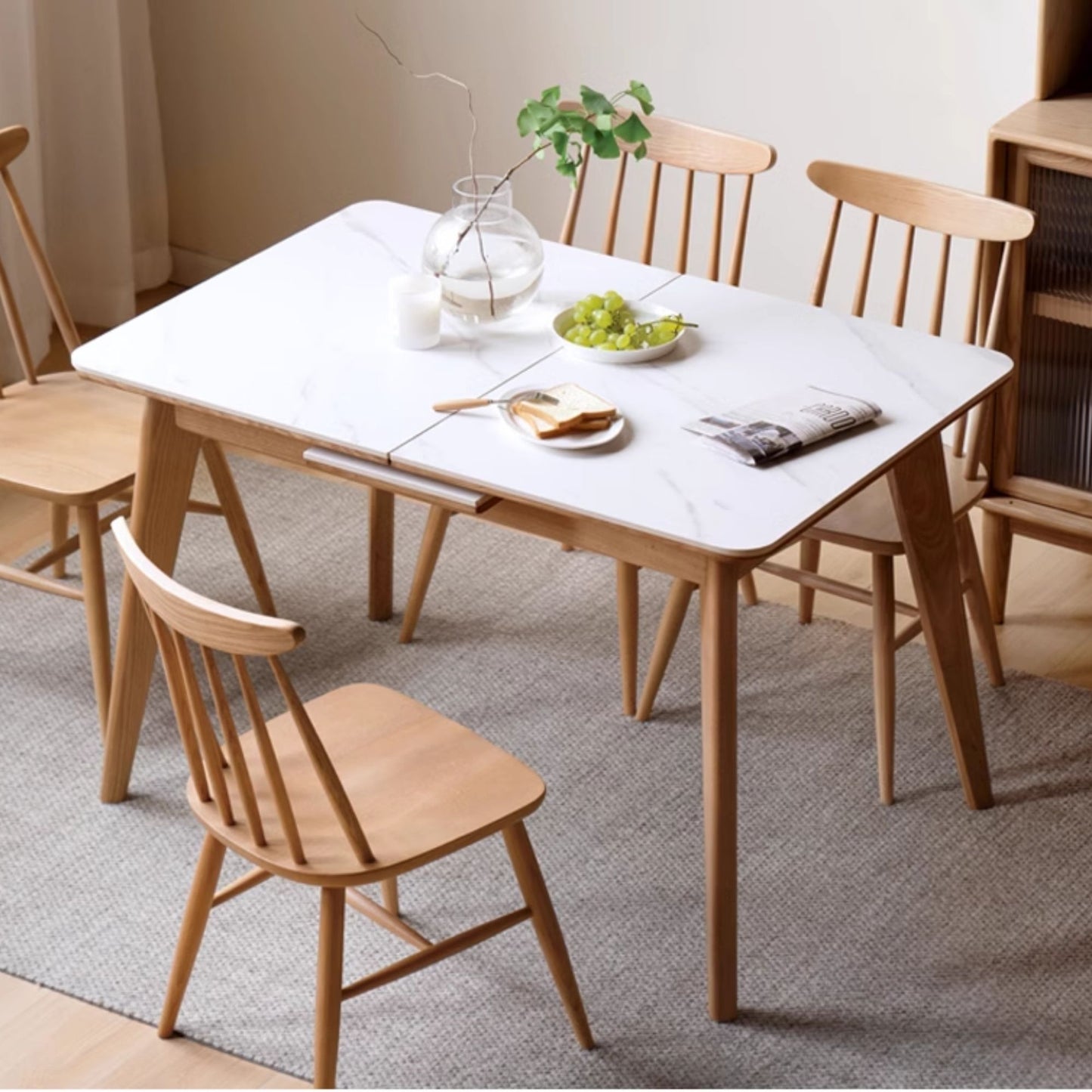 Tyler oak wood sintered stone dining table