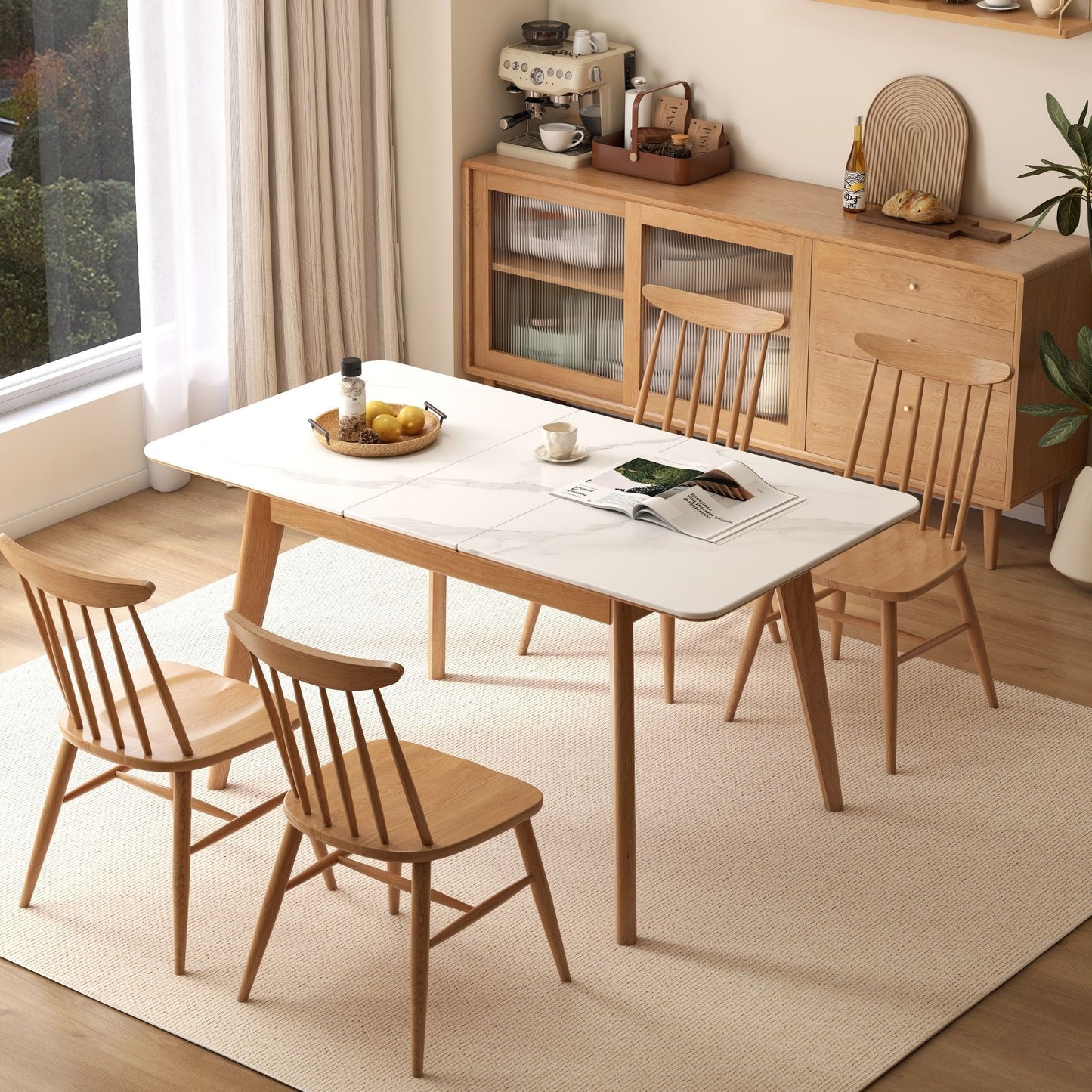 Tyler oak wood sintered stone dining table