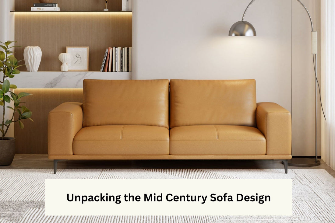Calm sofa - illustration of mid century sofa design